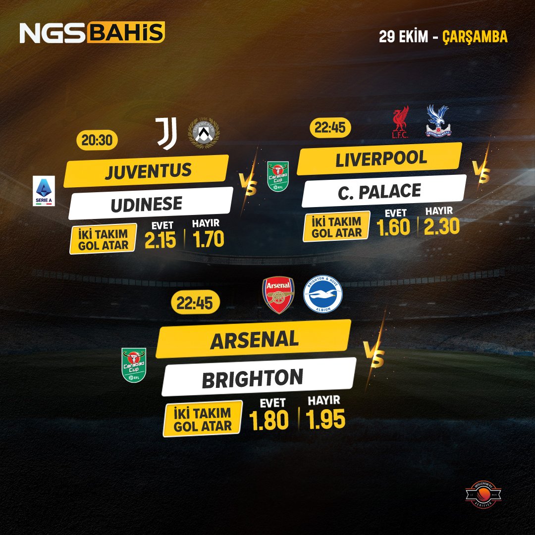 Günün öne çıkan karşılaşmaları
NGSBAHİS Giriş 👉 t2m.io/NGTW

🎁 %100 Hoş Geldin Bonusu
🔒 PayOut ile risksiz ve erken ödeme

#Guncel #Oranlar #SerieA #CarabaoCup