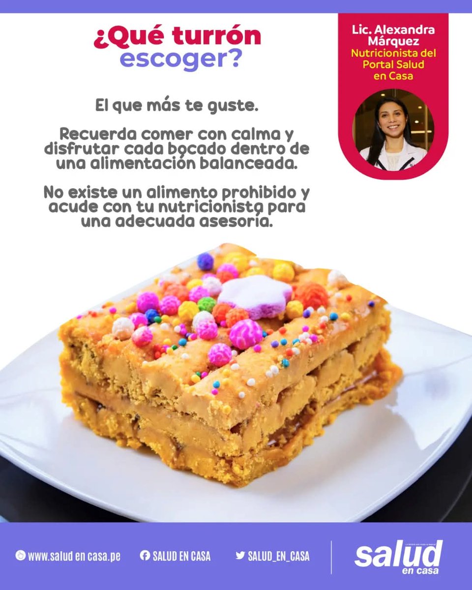 Salud_en_casa1's tweet image. Recuerden que no solo en #Octubre se consume turrón 

Por ello , para disfrutar de este delicioso postre es importante saber escoger el adecuado. 

Fuente : @alexandramarquez.nutricionista

#turrondedoñapepa #turrones #nutricionista #SaludEnCasaPeru #Lima #Perú