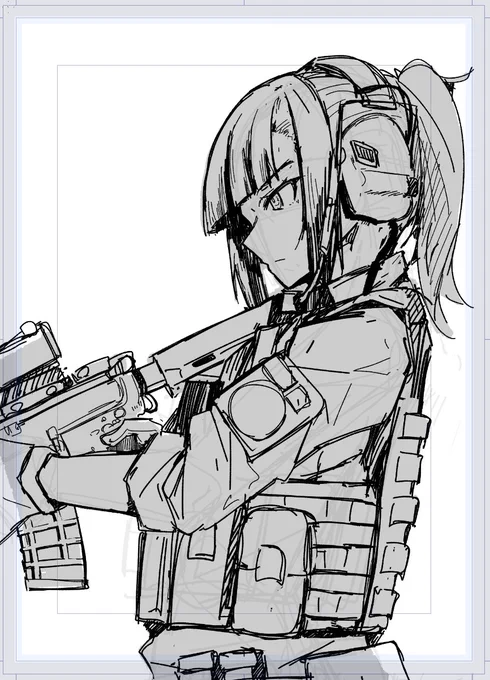 何かを描いている 