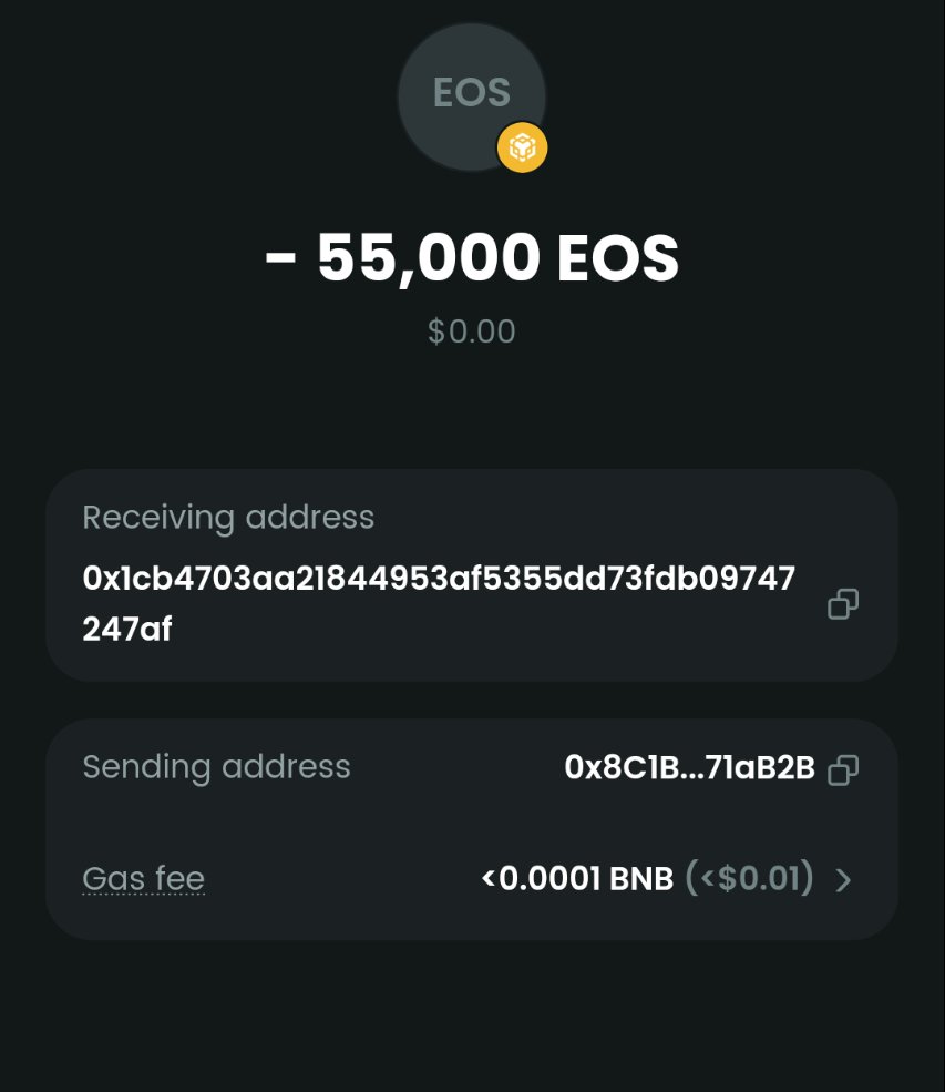 EoSdegen's tweet image. 💸 Just sent our team their dedicated payments!

Want some $EOS?💲

— Follow @EoSdegen
— ❤️ Like &amp;amp; 🔁RT
— 💼 Drop your #BSC wallet address below 👇🏻 

🟥 Limited for first 100 Users 🟥

#EOS #Giveaway #BSCchain