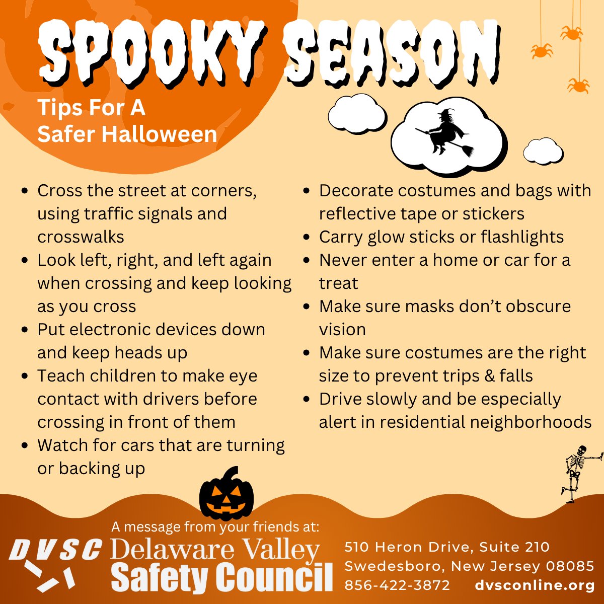 DvscAdmn's tweet photo. Spooky Season Is Here 
Tips For A Safer Halloween  

A message from your friends at 
Delaware Valley Safety Council 
https://t.co/ceCUxQtwSB 

#HalloweenSafety https://t.co/Uv8z2fZnMR
