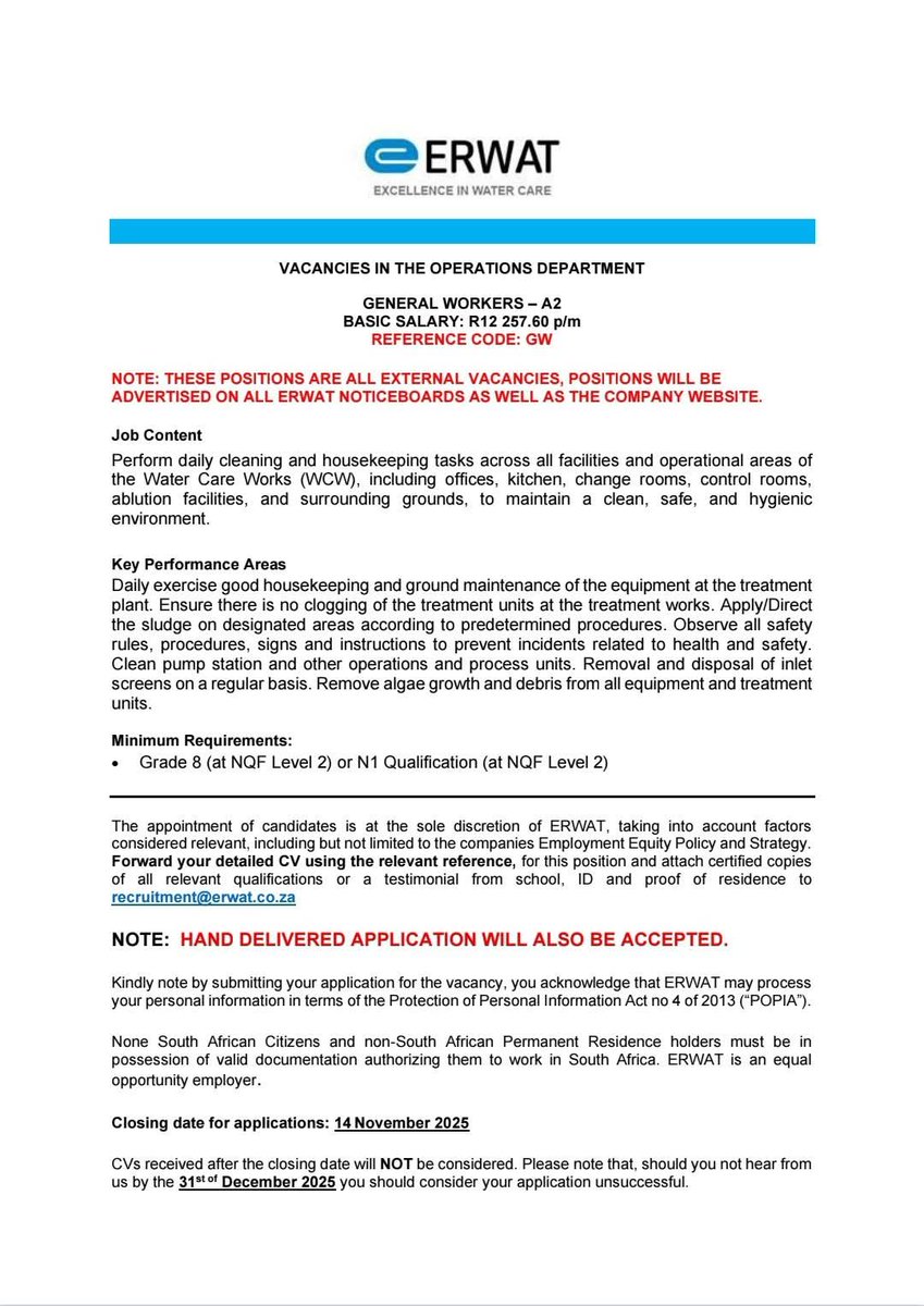 Job opportunity in Kempton Park. Please retweet