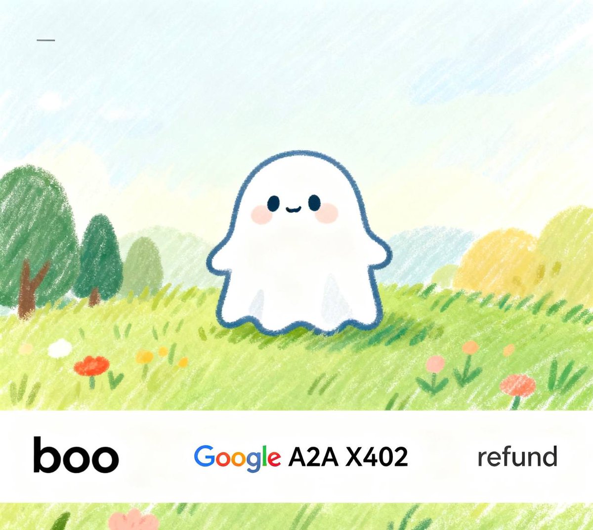 x402Boo's tweet photo. $Boo is an A2A (AI Agent to AI Agent) meme based on the x402 protocol, launched by the Google team. 

#X402 #A2A #Boo #BASE https://t.co/gkodo1KKD6