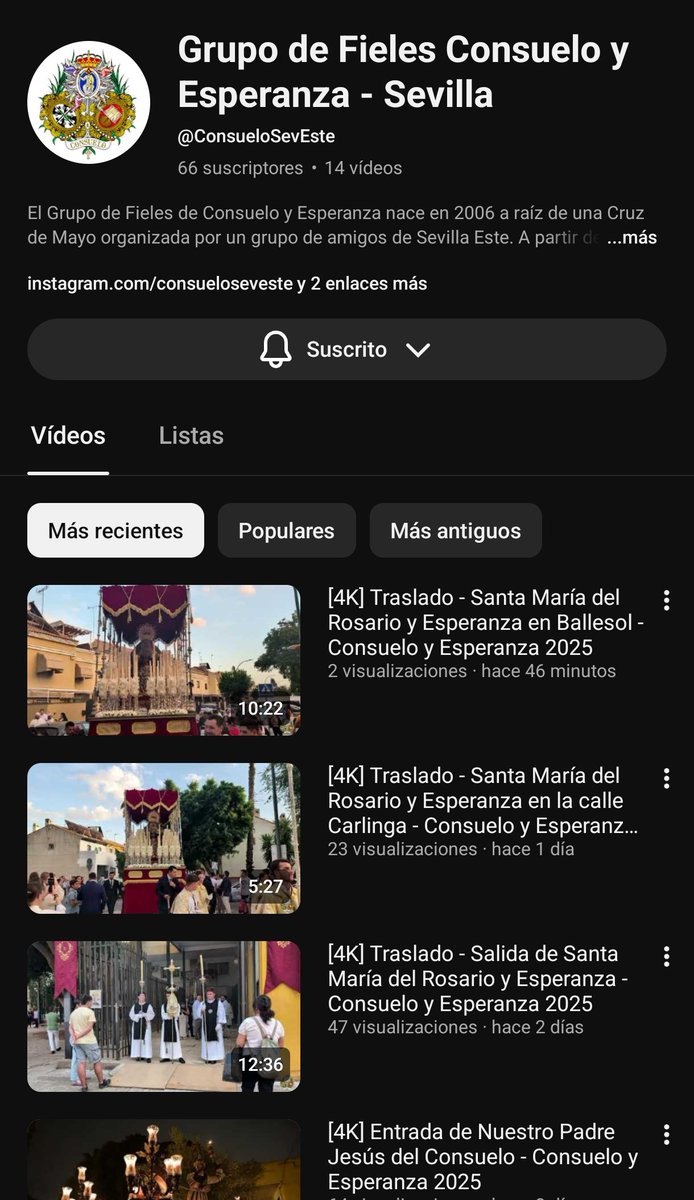 ▶️📲 𝐂𝐚𝐧𝐚𝐥 𝐝𝐞 #𝐘𝐨𝐮𝐓𝐮𝐛𝐞

Nuestro Grupo de Fieles sigue su actividad en #YouTube 

En estos días estamos comenzando la publicación de los vídeos del Traslado/Salida de Santa María del Rosario y Esperanza.

¡Suscríbete y disfruta! ❤️

youtube.com/@consueloseves…