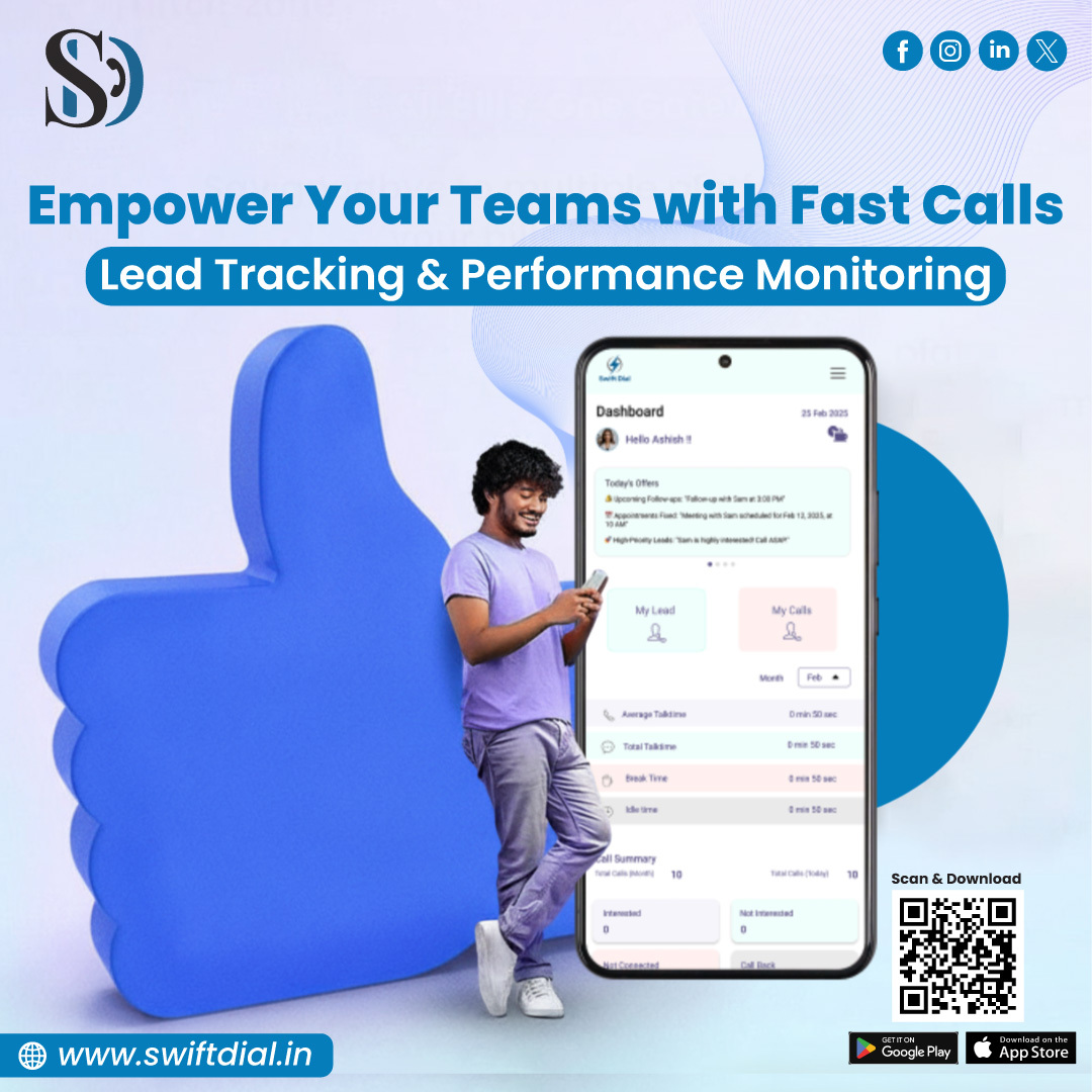 SwiftDial297's tweet image. 📞 Empower your team with Swift Dial — fast calls, lead tracking &amp;amp; performance monitoring in one app!
Manage. Track. Grow. 🚀
🌐 swiftdial.in
📲 Available on Play Store &amp;amp; App Store

#SwiftDial #CRM #LeadTracking #SalesTools #BusinessGrowth #TechApp #Productivity