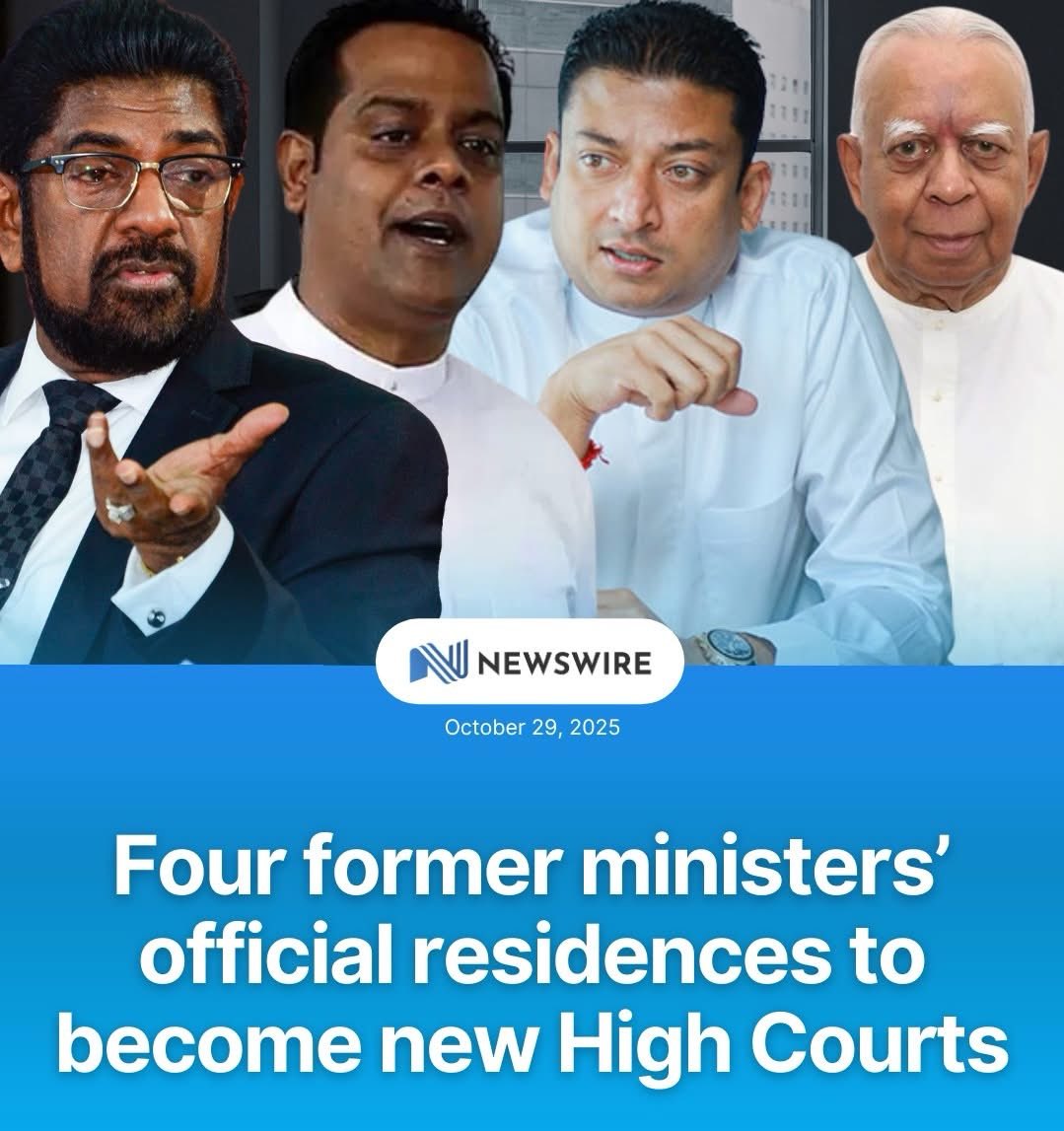PasinduSenanay7's tweet image. The state houses previously used by Keheliya Rambukwella, R. Sampanthan, Dilum Amunugama and Sanath Nishantha have been handed over for the establishment of new High Courts in Colombo.

Erase their history. Rewrite our history. 🚩#SystemChange