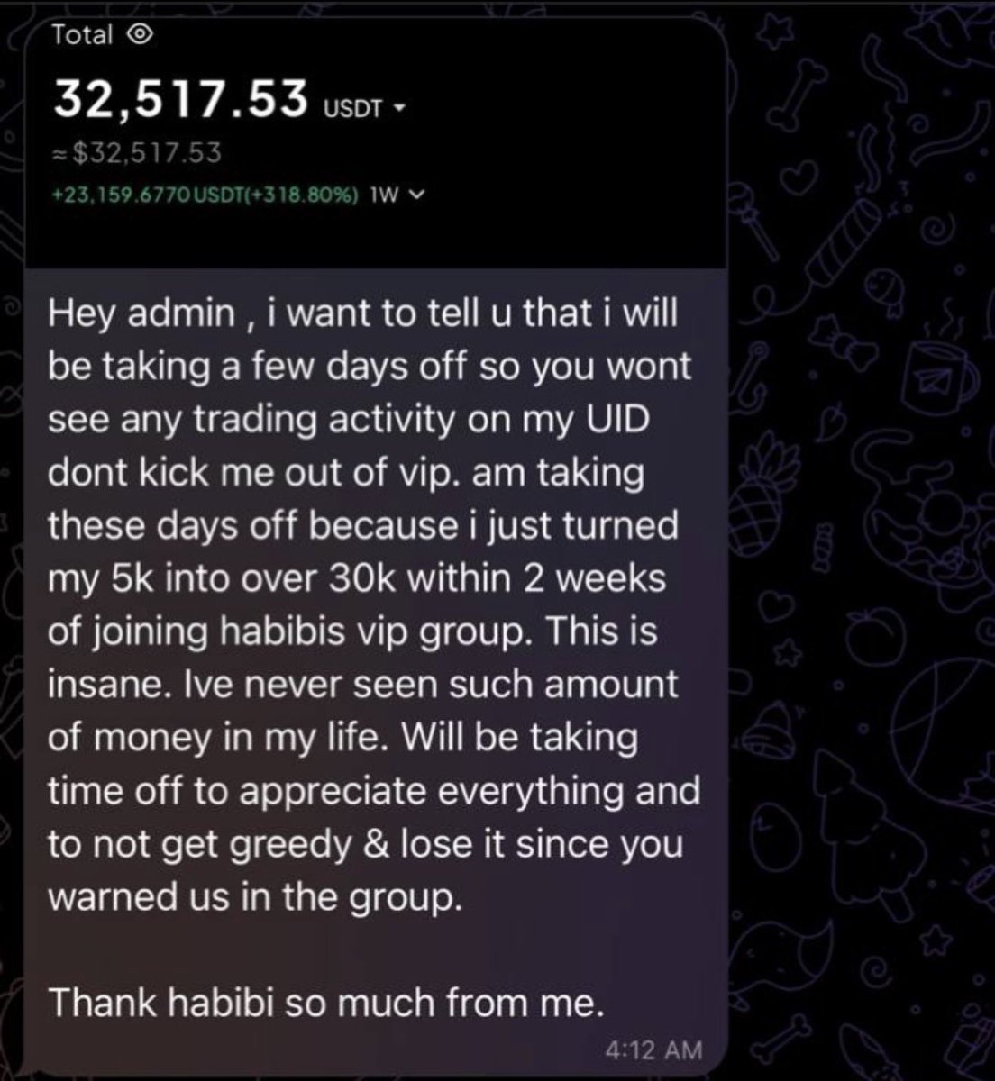 You can get (FREE) Lifetime Membership to “HABEBE VIP GROUP” for the next 12 hours only 🚨! 

3 simple steps 🔥 

1) we trade on <a href="/WEEX_Official/">WEEX</a> so make a weex account using my VIP Link below (It gives you so many benefits!) 👇 

 weex.com/register?vipCo…

2) Deposit 100$ to your