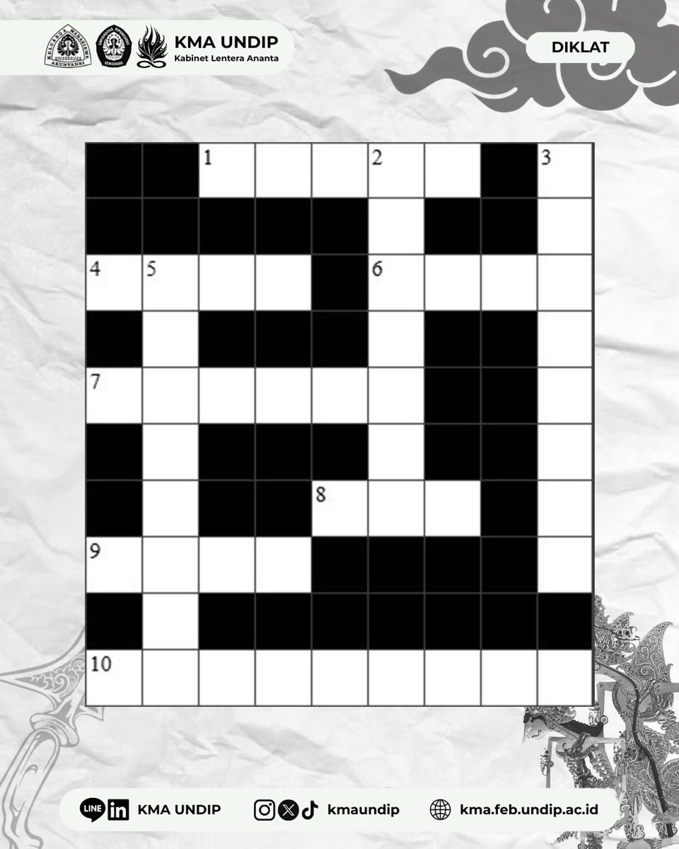 [KRISPATIH Quiz Time #2]

Halo Akundip! 👋🏻
KRISPATIH balik lagi dengan tantangan seru nih! 🔍
 Kali ini kita bakal uji seberapa kenal kamu sama dunia akuntansi modern lewat Teka-Teki Silang “Career Path Akuntan: Dari Kampus ke Dunia Kerja” 🧩💼