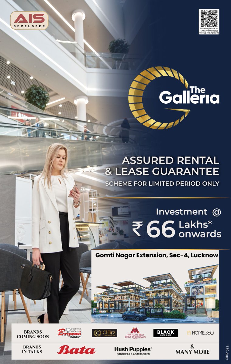 ais_developer's tweet image. Why Buy a Shop at The Galleria?
Because dreams deserve the right address!
📍Gomti Nagar Extn. Sector-4
✅A place where your business gets noticed.
✅A destination designed for growth, luxury &amp;amp; success -No Waiting, Just Earning.
🤝Book now 9305202010 
#ais_developer #businessowner