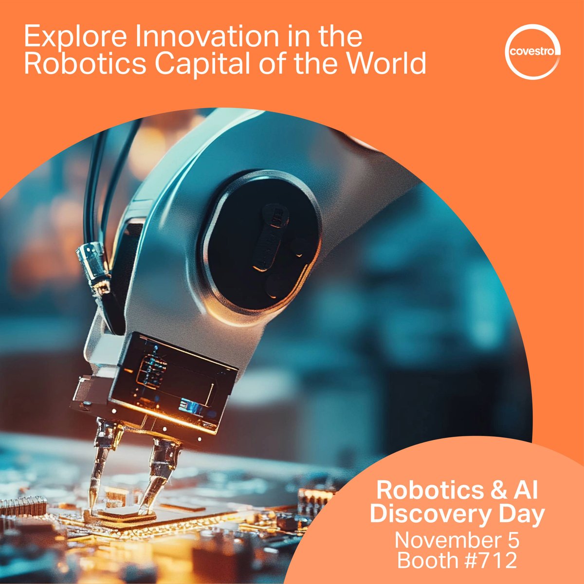 Excited to invite you to Pittsburgh Robotics &amp; AI Discovery Day! 🤖✨

Explore how innovative materials meet next-gen robotics at Booth #712, David L. Lawrence Convention Center on Nov 5. See you there! <a href="/CovestroUS/">CovestroUS</a> #Innovation #Robotics #AI