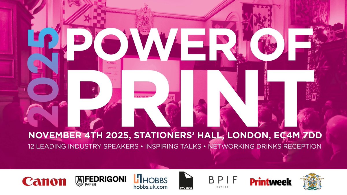 Less than a week to go!
The annual Power of Print Seminar is on 4 Nov at Stationers’ Hall, London.

🎤 12 expert speakers
🤝 200+ industry leaders
🍸 Networking drinks

Book now: powerofprint.info/bookings/semin…

 #PowerOfPrint #PrintSeminar #LondonEvents #StationersHall  #Pop25