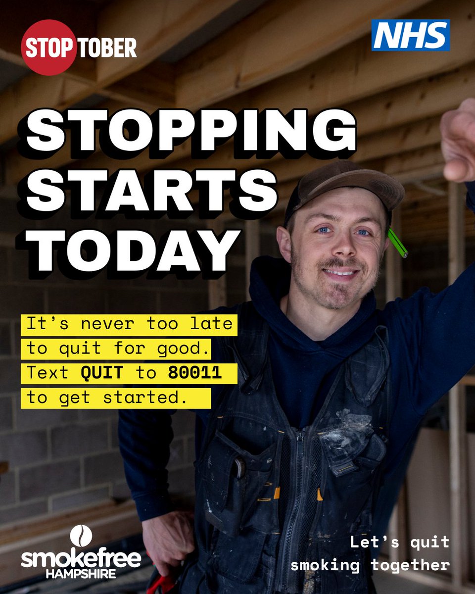 Whether you've tried before, or it's your first attempt, it's never too late to stop smoking.

With  support, you're three times more likely to quit for good.

Search Smokefree Hampshire or text QUIT to 80011 to get started.

smokefreehampshire.co.uk