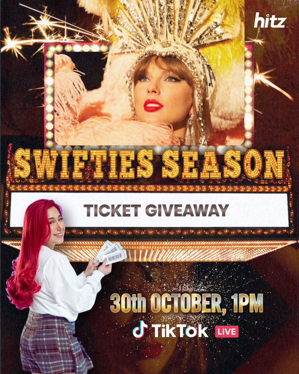 hitzdotmy's tweet photo. ✨Lights, camera, it’s showtime Swifties 🧡

Join us LIVE on TikTok at @hitzdotmy with @CalistaLeahLiew on 30th Oct, 1PM, and step into your Show Girl Era… because we’re giving away FREE Swiftie Season tix 👀💫

See you Swifties on our LIVE! 💃

#Swifties #TheLifeOfAShowGirl https://t.co/evJbRXDy3K