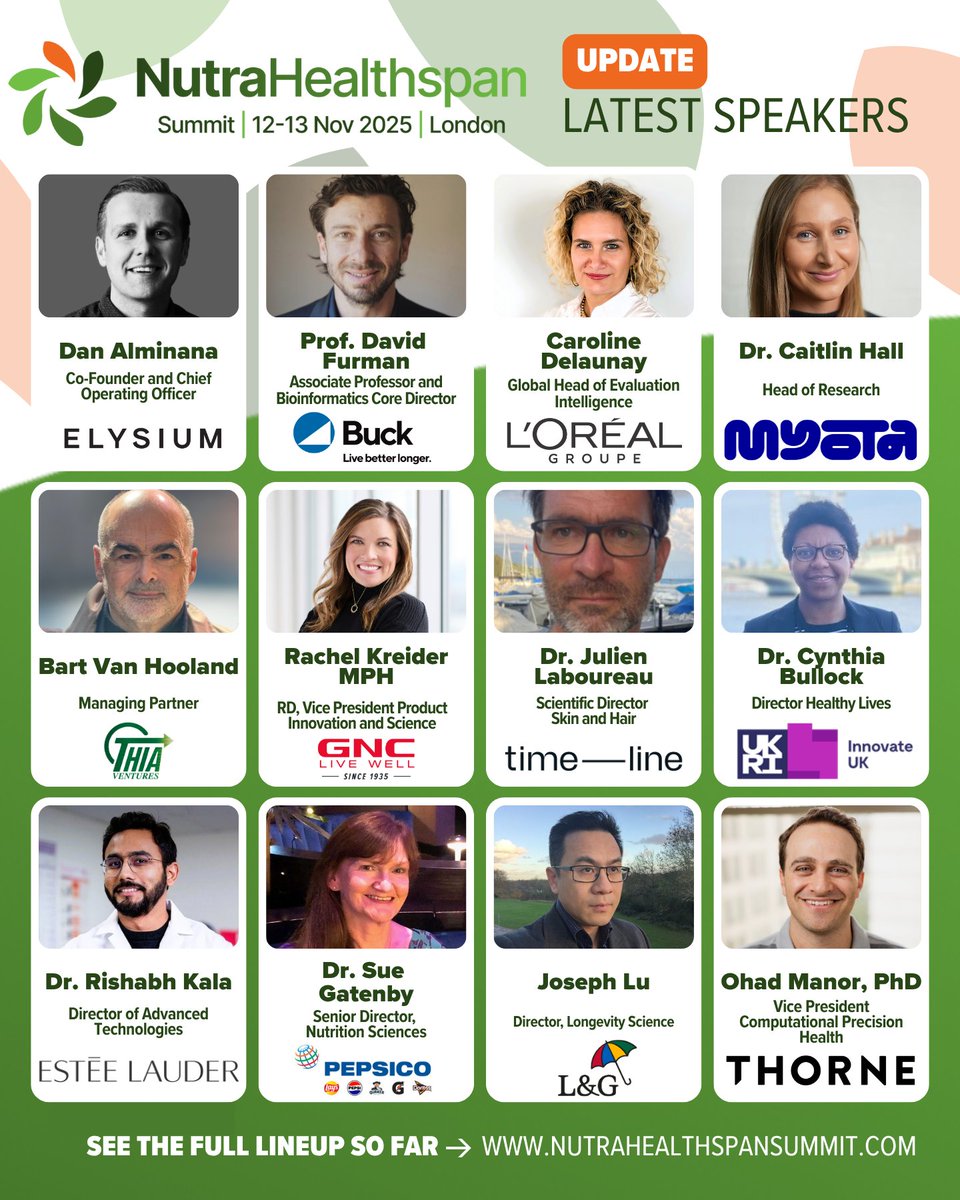 NutraGlobal's tweet photo. ⌛ With only 2 weeks to go we’re excited to share some of the speakers joining us at the Nutra Healthspan Summit, taking place 12 - 13 November in London.

Don't miss exclusive insights from top-class speakers, secure your ticket today: https://t.co/WT4lJJrsA6 https://t.co/BqPPtSPr3A
