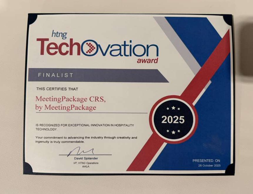 Proud to announce MeetingPackage CRS is a Top 3 HTNG TechOvation Award finalist! Our platform is shaping the future of Meetings &amp; Events booking—simplifying operations, boosting revenue, and driving innovation. Onward to even greater milestones! #HospitalityTech #Innovation