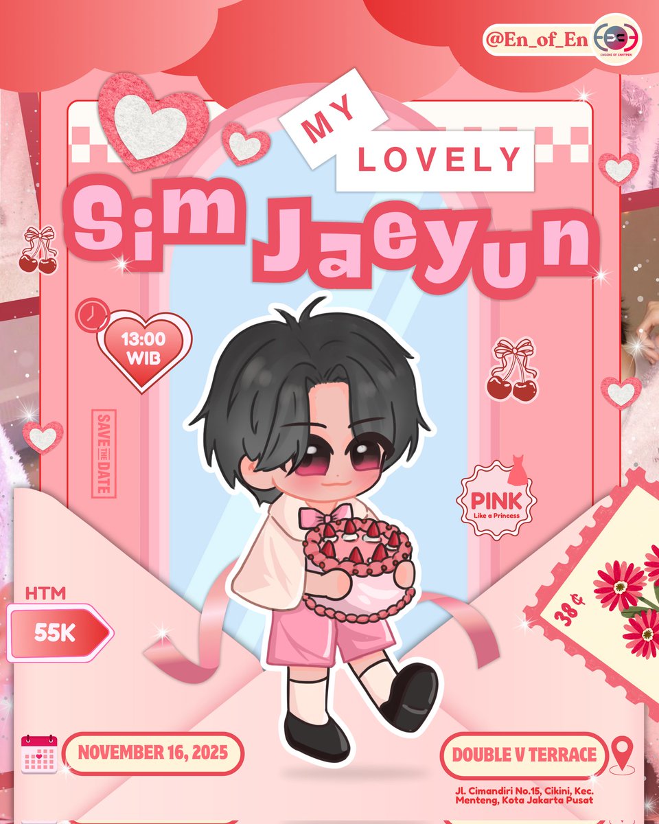 En_of_En's tweet image. Let’s spend a sweet and lovely day together celebrating our charming Sim Jaeyun at his My Lovely Jake Café Event! 🍓🎀
✧₊⁺ Don’t miss out! Hit the link below to join the pinkest day ever with Jake .ᐟ
bit.ly/MyLovelySimJae…
🗓️ Sunday, November 16, 2025
⏰ 13.00 WIB
💰 HTM…