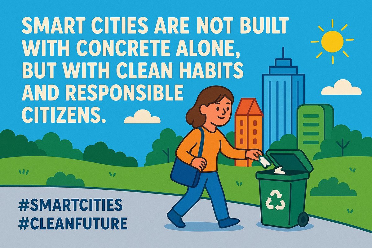ClimateWed's tweet image. 🏙️ Smart cities are not built with concrete alone, but with clean habits and responsible citizens. #SmartCities #CleanFuture