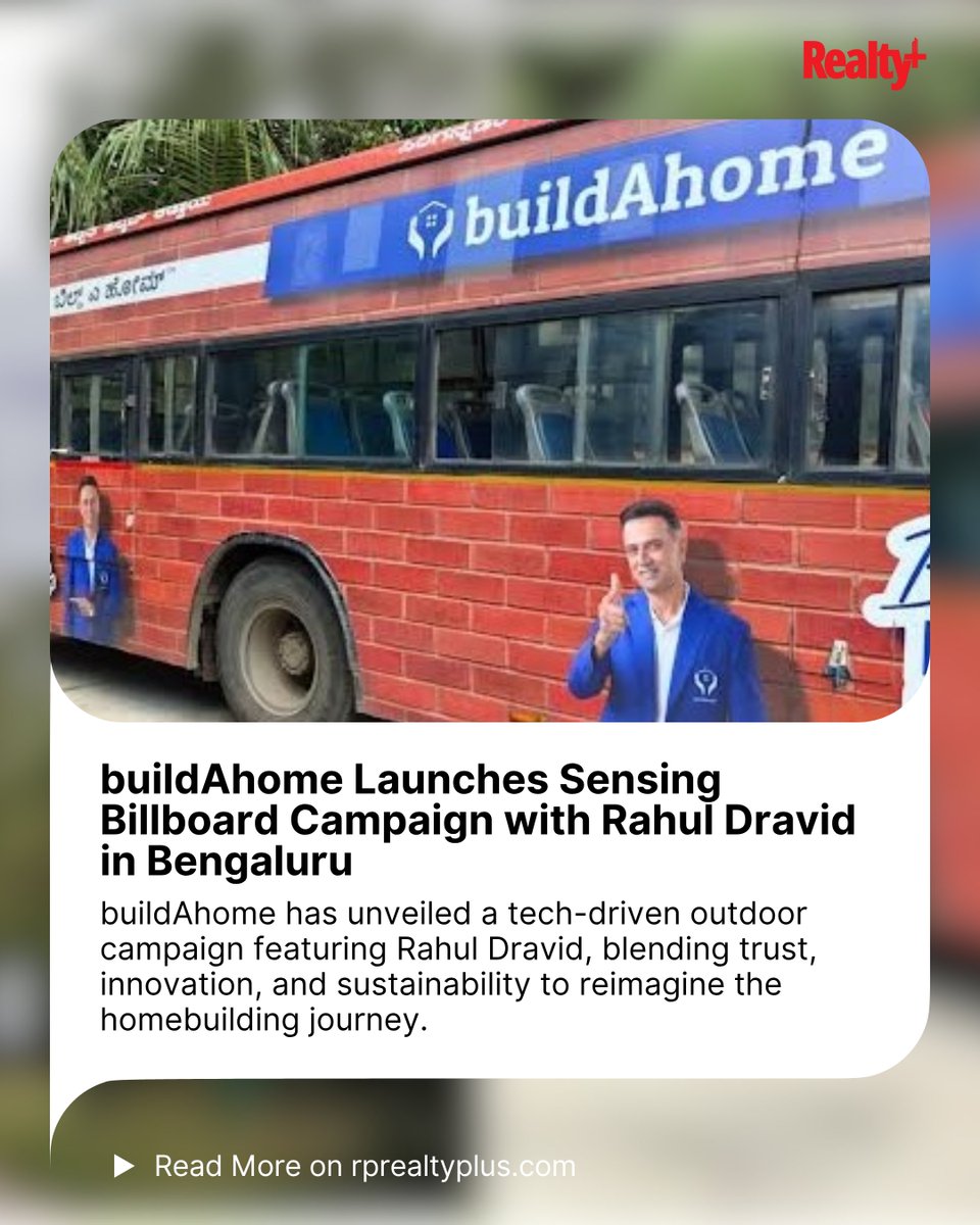 RPRealtyPlus's tweet photo. When Billboards Start Sensing Your Move
buildAhome teams up with Rahul Dravid to launch India’s first sensing billboard campaign redefining trust, tech, and sustainability in homebuilding.

Tap to see how it works: https://t.co/J7otHZx6t1

#buildAhome #RahulDravid #Homebuilding https://t.co/ELrC30Xh5g