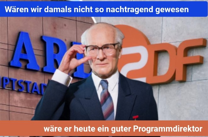 Wenn man #Deutschland, die #ARD und das #ZDF, deren #Zwangsbeitrag und deren journalstische Qualität genau betrachtet, dürfte es eigentlich klar sein:
"Nicht die #DDR ging unter, sondern die BRD - nur merkte es keiner..."
