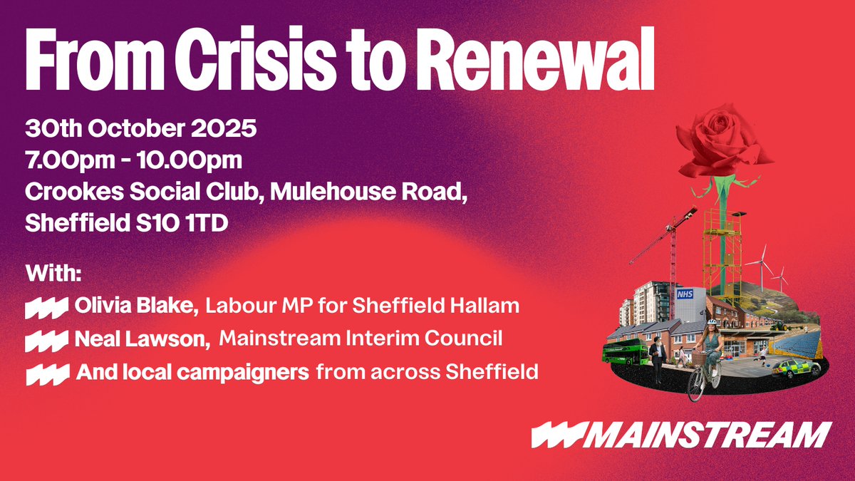 We can't wait to meet Mainstream members and supporters in Sheffield tomorrow! 🌹

Register here: actionnetwork.org/ticketed_event…