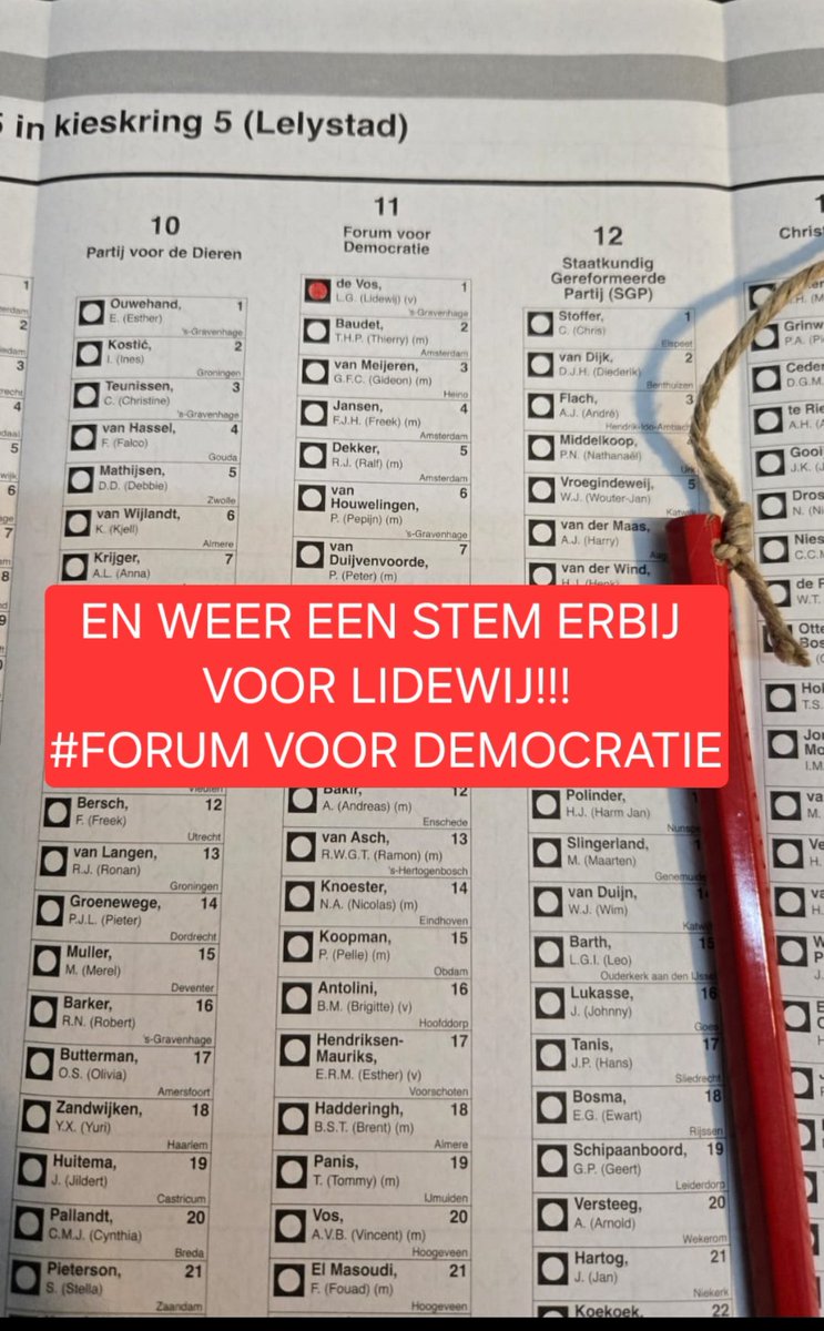 En weer een stem erbij voor Lidewij!
💪🏼💪🏼👍🏼👍🏼👊🏼👊🏼
<a href="/lidewij_devos/">Lidewij de Vos</a> 
#FVD