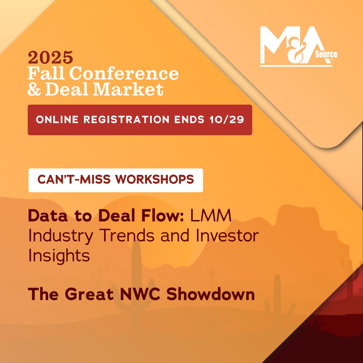 MAsource's tweet image. These sessions (and the connections you’ll make) are what make M&amp;amp;A Source events unmissable! Register now before online registration closes!  masconference.org

#MASConference #MASDealMarket