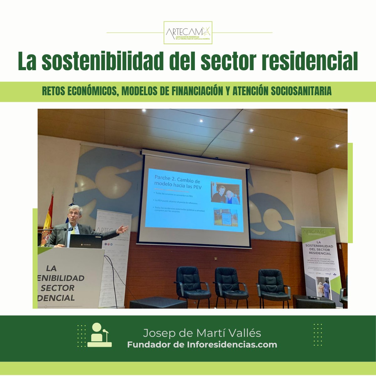 🎓 La jornada ha contado con una ponencia de Josep de Martí, fundador de <a href="/Inforesidencias/">Inforesidencias.com</a> y referente en modelos residenciales y atención centrada en la persona. Reflexión, experiencia y mirada de futuro para un sector que evoluciona desde los cuidados y para los cuidados