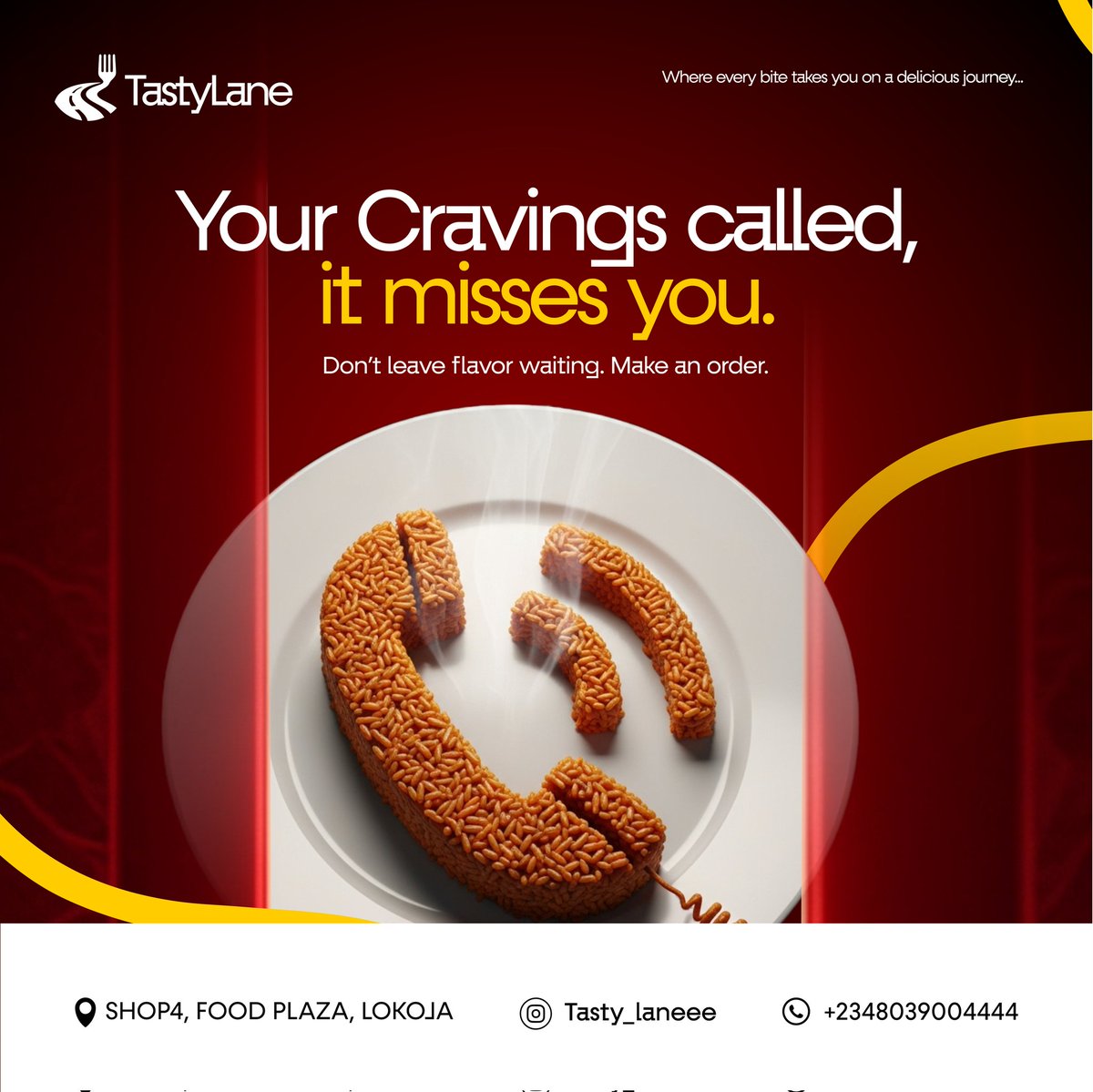 YuShouldAskCece's tweet image. Every design tells a story, and this one belongs to TasteLane 🍴

I&apos;m Ce Ce 
Your designer ✨
#graphicsdesign  #graphicsdesignservices  #graphicdesigner  #socialmediadesign  #branding  #RestaurantBranding  #fooddesign #creativedesign  #socialmediagraphics  #design