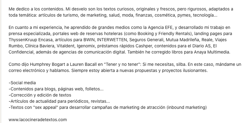Sigo buscando encargos como redactora de contenidos y/o correctora. Podéis echar un vistazo a mi perfil en Linkedin y, por favor, retuitead, que tengo tres hijos y soy escritora. Vaya combo para la miseria económica.
linkedin.com/in/anadurareda…