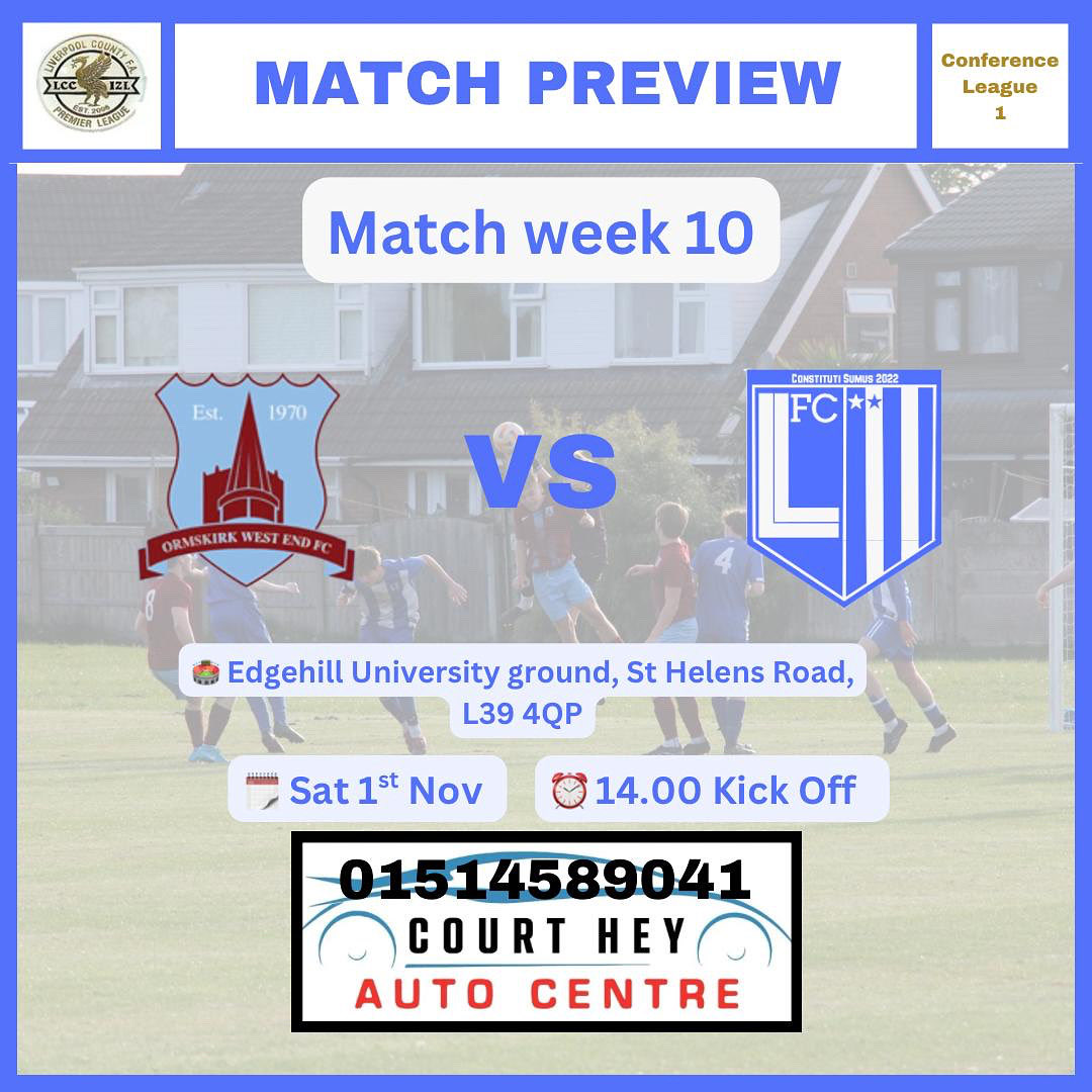 Back to it Saturday against our good mates @ormskirkwestend.res should be a good game 👏🏼👏🏼