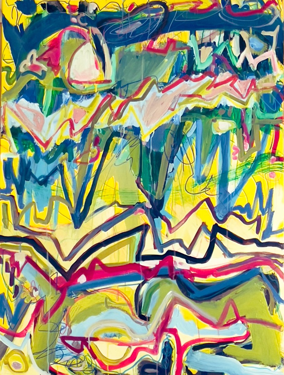 grageArtgallery's tweet image. Title: Frequency 52/ 2025/ acrylic on paper/ 36x48 inches #studioview #artcollector #ArtistOnTwitter #abstractpainting #nature