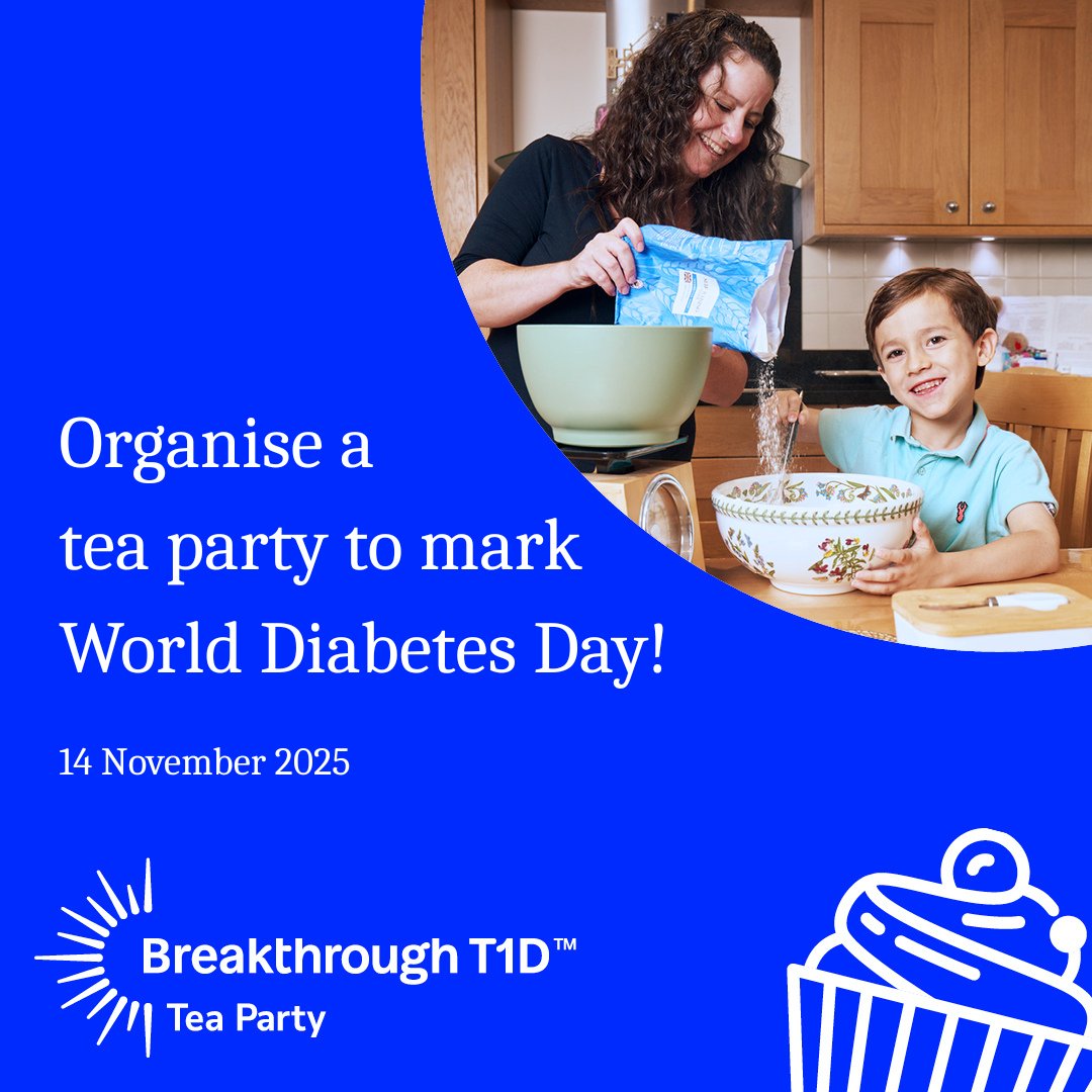 Mark World Diabetes Day with a tea party! ☕ 

This November, host a tea party, coffee morning or bake sale to raise awareness of type 1 diabetes and support life-changing research. 

We’ve got brand new resources to help you get started – posters, bunting, tips and more!