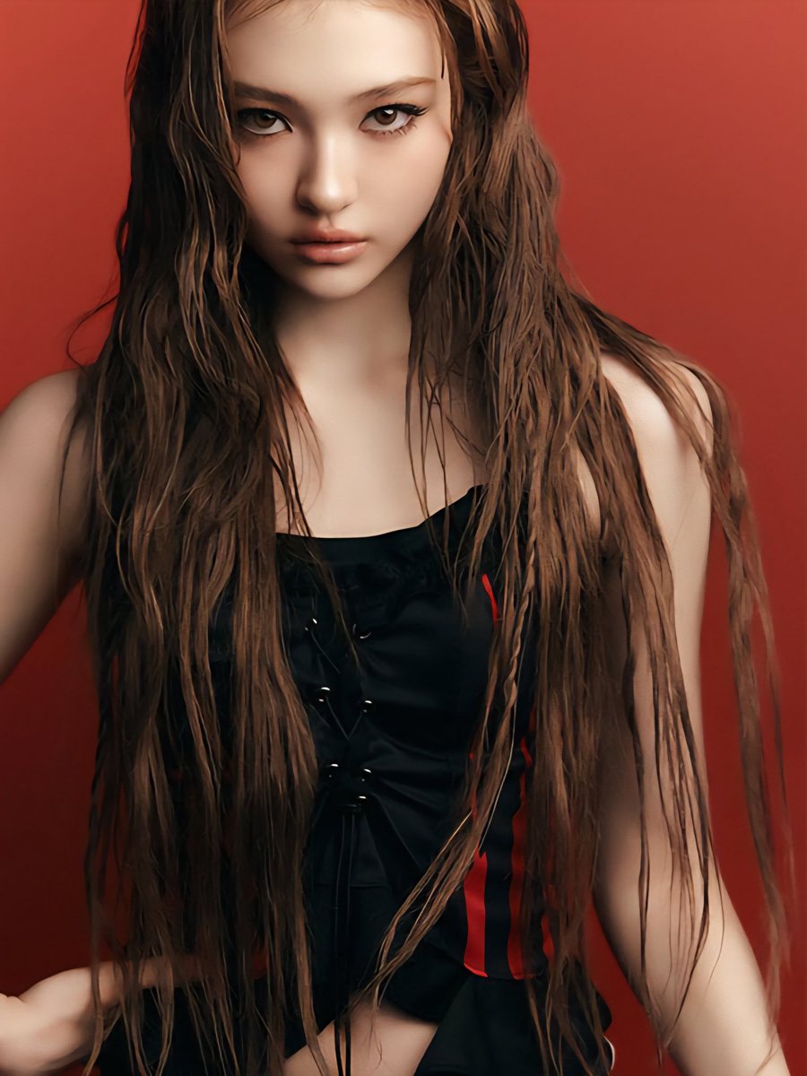 eclla's tweet image. Lethal face, check. 🕰 ✒ Tick, tock, tick, it's time to remind you again: the show of 𝗺𝗼𝗱𝗲𝗹-𝗯𝗼𝗿𝗻𝘁, the stage of mine I made myself in front of the straight crimson behind. Yet now that I added a different persona to my card, to look fierce.