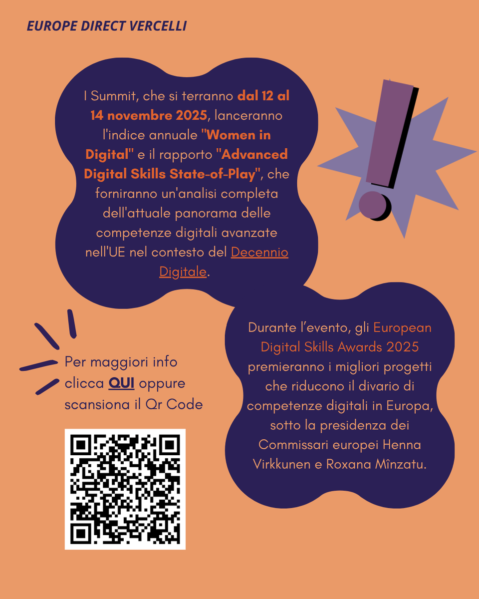 🚀 Dal 12 al 14 novembre 2025 tornano i #Digital Skills EU Days! Quest’anno, le iniziative faro della Commissione “Advanced Digital Skills” e “Women in Digital” uniranno le forze per i Back-to-Back Summit 2025 ➡ digital-strategy.ec.europa.eu/en/events/digi…

<a href="/europainitalia/">UE in Italia</a> 
#EUSkills #DigitalDecade