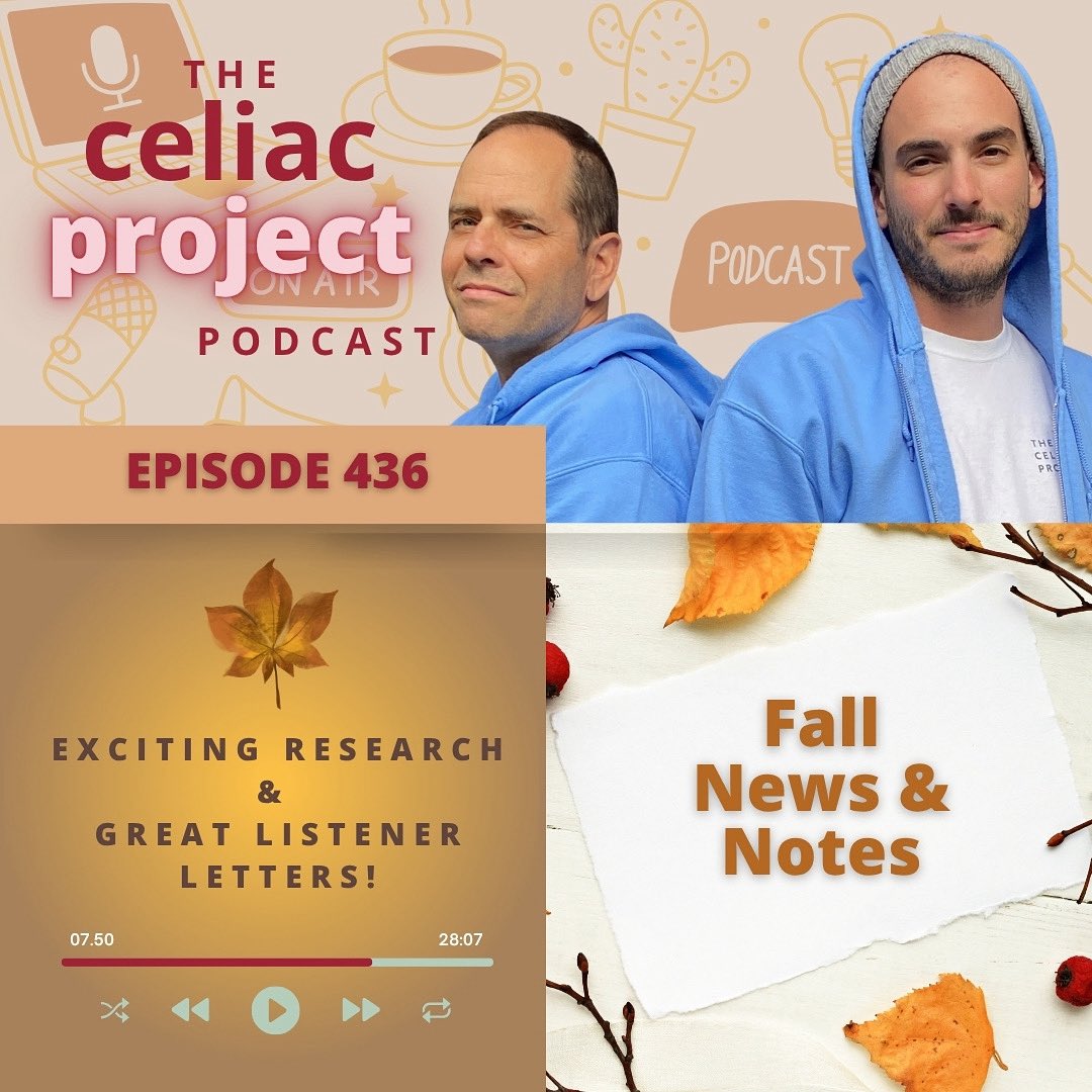CeliacProject's tweet image. 🍂 Fall News &amp;amp; Notes is here!
🩸 New blood test for celiac (no gluten challenge?)
💬 Inspiring listener stories
🌾 Gluten-free wheat on the horizon?
EP - 436 🎧 Listen on Apple, Spotify, or anywhere you get podcasts 👉 celiacproject.com/the-podcast
#CeliacProjectPodcast #GlutenFree