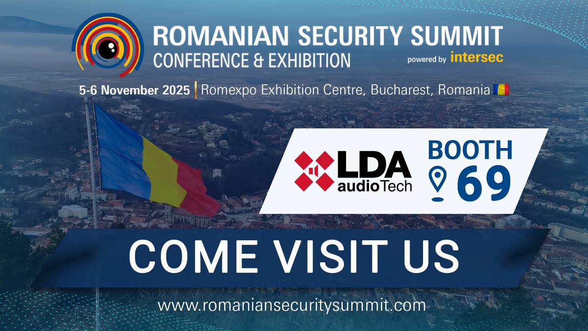 The countdown is on! ⏳
Visit us at booth 69 at #RomanianSecuritySummit next week in Bucharest.
Discover our PA/VA systems &amp; connect with our team.
🎟️ Tickets: zurl.co/YJaCY 
 
#LDA #LDAAudioTech #RSS25 #Bucharest2025 #PAVAsystems #EN54 #VoiceAlarm #SecurityIndustry