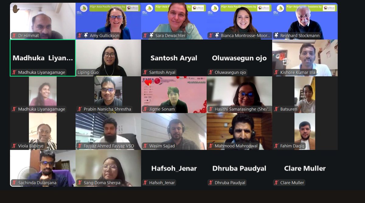 EvalyouthAsia's tweet photo. 🌏 Wrapping up our P2P+ Career Session on Higher Education Journeys in Evaluation!
Grateful to our amazing speakers & participants for sharing pathways, opportunities & inspiration for emerging evaluators. 🎓✨
#EvalYouth #P2PCareer #Evaluation #EmergingEvaluators https://t.co/ddFwOxT7Xp