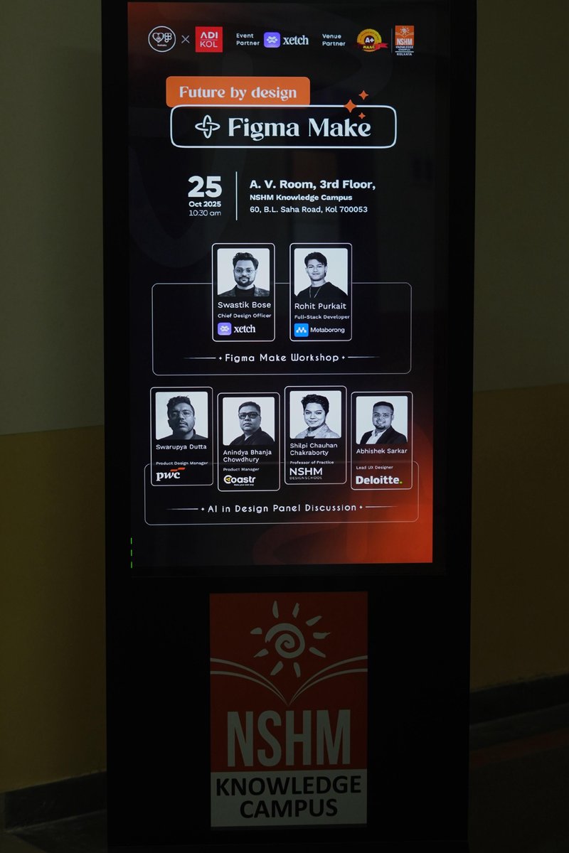 XetchStudios's tweet photo. At @XetchStudios, we believe the future belongs to full-stack designers, those who blend design thinking, AI workflows &amp; real code to turn ideas into scalable products.

We gave a glimpse of our workflow at @figma Make workshop with @fofkolkata  &amp; ADI Kolkata https://t.co/PDwY72ZwDv