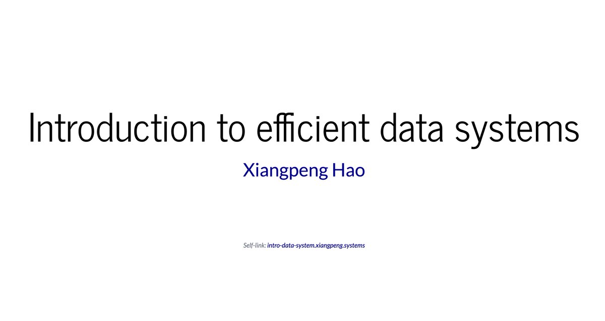 OnlyXuanwo's tweet image. For everyone interested in data infra, want to get a quick sense of how big data works, how data systems are designed, and what the tradeoffs are, start with this share from @MOVNTDQ, really nice intro!

intro-data-system.xiangpeng.systems
