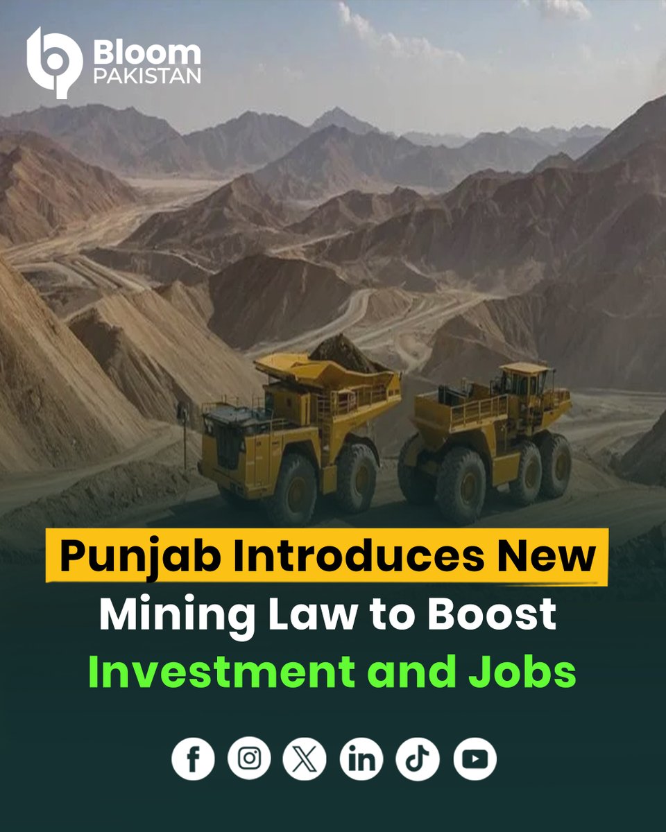bloom_pakistan's tweet image. Punjab presents the Punjab Mining Law 2025, introducing a modern framework to regulate mining and attract global investment in the minerals sector. 

Read More: bloompakistan.com/punjab-introdu…

#PunjabMiningLaw #MiningReforms #InvestmentPakistan #EconomicGrowth
