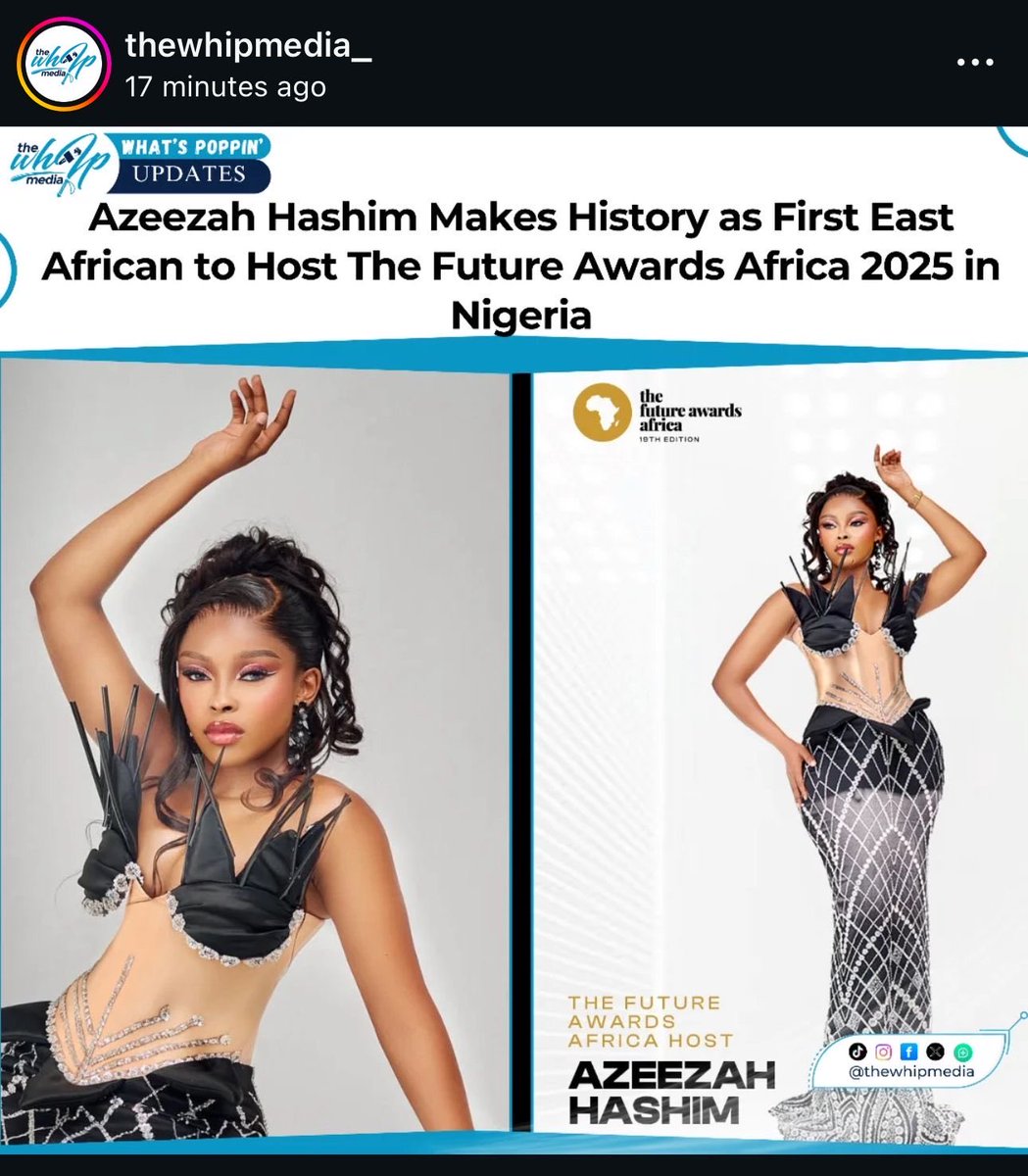 TFAAfrica's tweet image. The world is taking notice. 

Making history across borders, @azeezah_h 👑💕 — a 2025 nominee and the first East African to host The Future Awards Africa — continues to embody this year’s theme, Threads of Legacy.

#ThreadsofLegacy 
#TheFutureAwardsAfrica
#TFAA2025