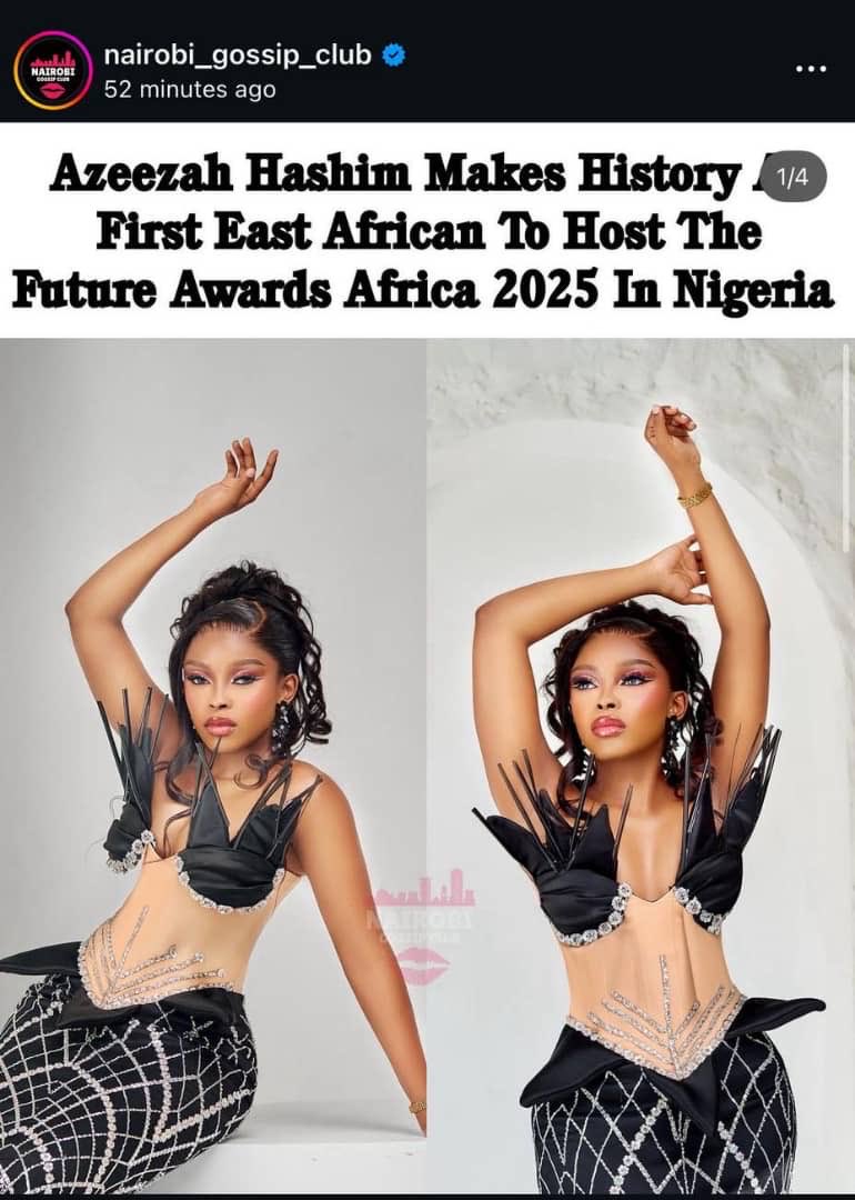 TFAAfrica's tweet image. The world is taking notice. 

Making history across borders, @azeezah_h 👑💕 — a 2025 nominee and the first East African to host The Future Awards Africa — continues to embody this year’s theme, Threads of Legacy.

#ThreadsofLegacy 
#TheFutureAwardsAfrica
#TFAA2025