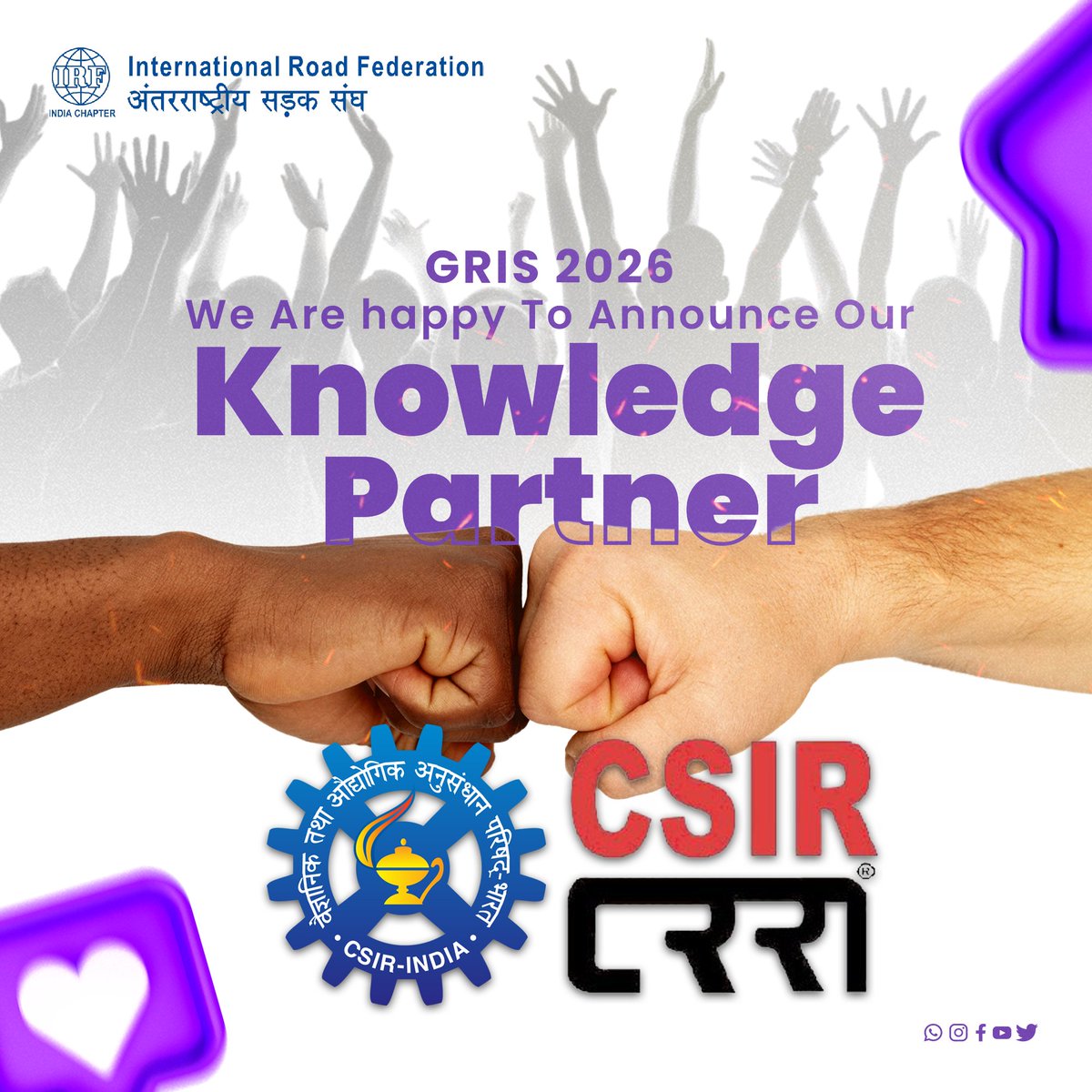 IrfIndia's tweet image. Sealing the deal! 🤝

CSIR-CRRI is our official Knowledge Partner for GRIS 2026! Get ready for a knowledge-packed event.

#GRIS2026 #KnowledgePartner #IRFIndia #CSIR
