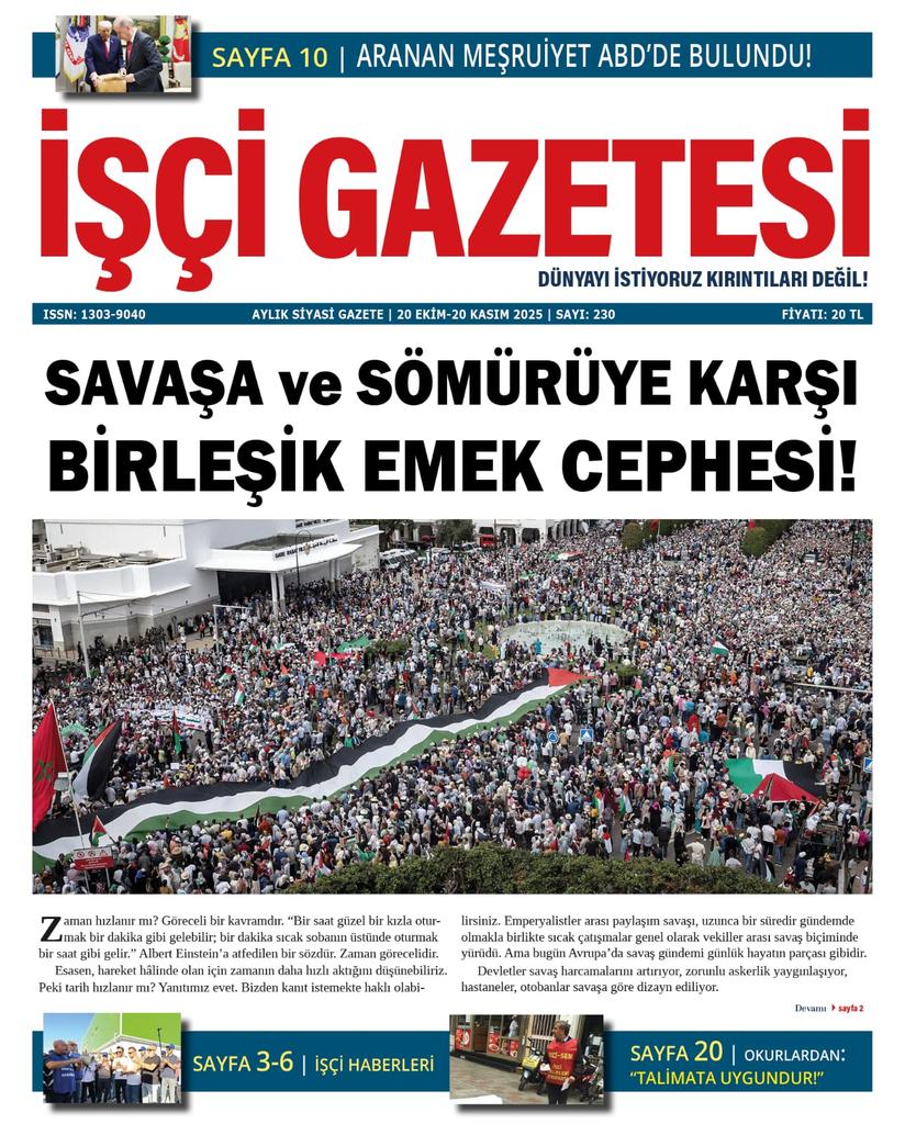 İşçi sınıfının gündeminin yer aldığı, işçi sınıfından beslenen ve sınıfı besleyen gazetemizin yeni sayısı çıktı.

Gazetemizi, dergi satışı yapan kitabevlerinden @kaldirachareketi büroları ve Aka-Der Genel Merkez ve şubelerinden temin edebilirsiniz. 

#işçigazetesi