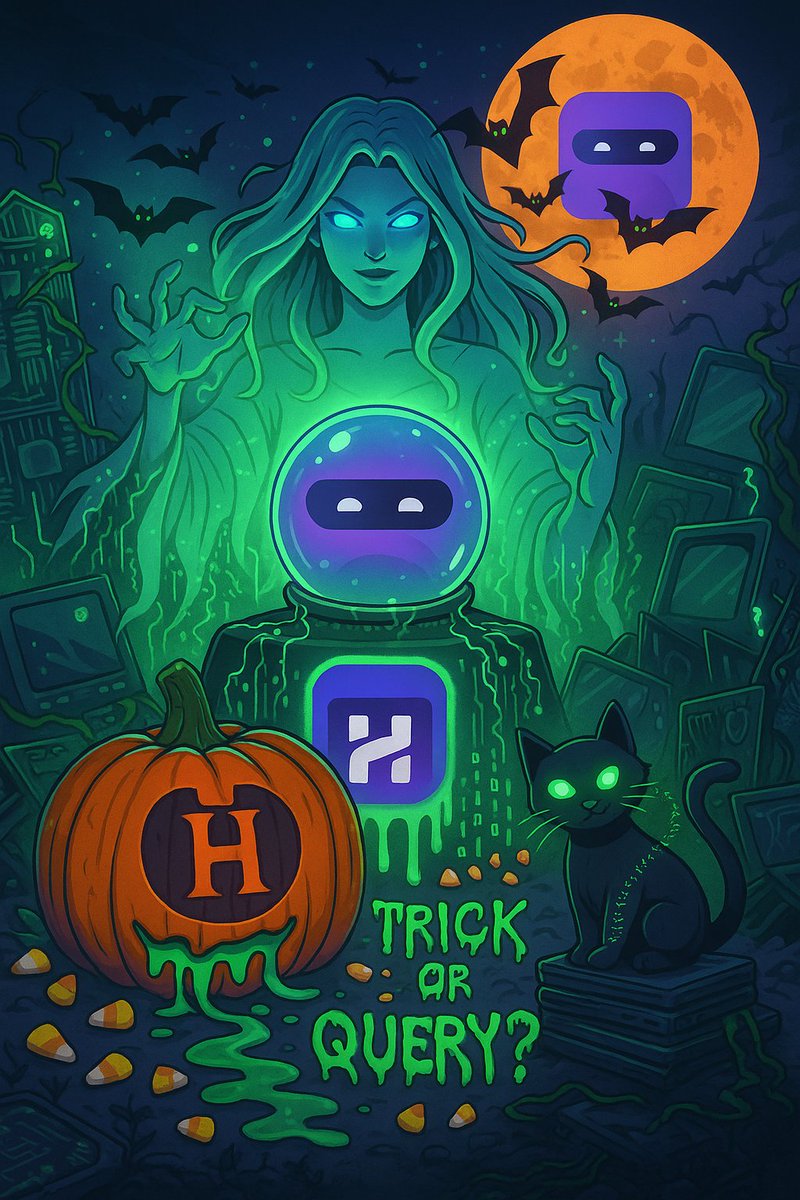 Dominic48520551's tweet image. A ghostly AI oracle (a translucent, holographic woman made of floating code) emerges from a glowing crystal ball shaped like the HyperGPT 
Her eyes glow electric blue. $HGPT #HGPTarmy #HGPTshillarmy