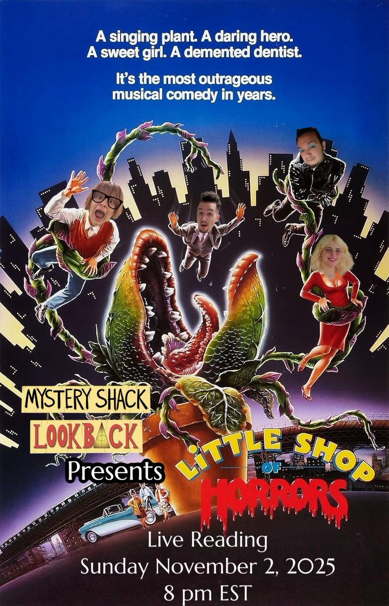 shelbysessler's tweet photo. We have a live reading of Little Shop of Horrors in the @mysteryshackpod server November 2 at 8 pm EST! Be there or face the wrath of Audrey II!

Cast includes @drawnwithoutref, @CharMarlowe, and @thechasebeck
 #littleshop #littleshopofhorrors #liveread #birthdaystream https://t.co/4UDeDo0yS3