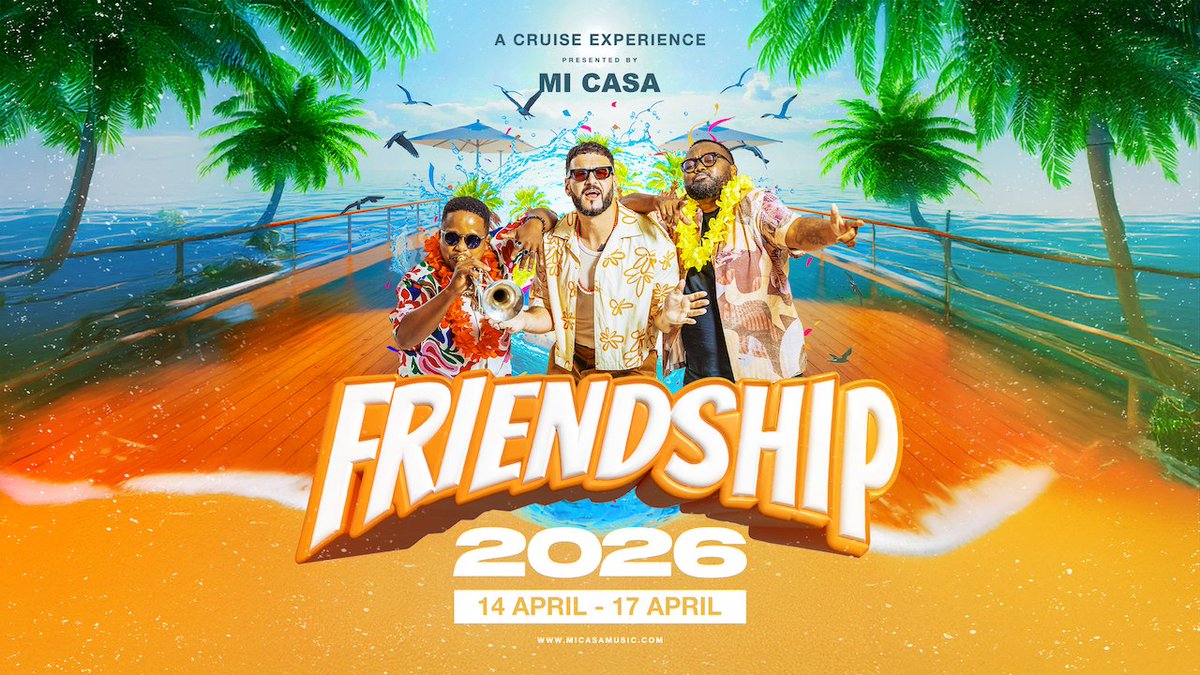 MUSIC: 

MiCASA FRIENDSHIP CRUISE SETS SAIL IN APRIL 2026

Friendship Cruise by Mi Casa presented by Heart FM is back and ready to set sail once again from Cape Town to the Atlantic from 14–17 April 2026 aboard the MSC Musica.
 
Cabin prices for the three-night experience start