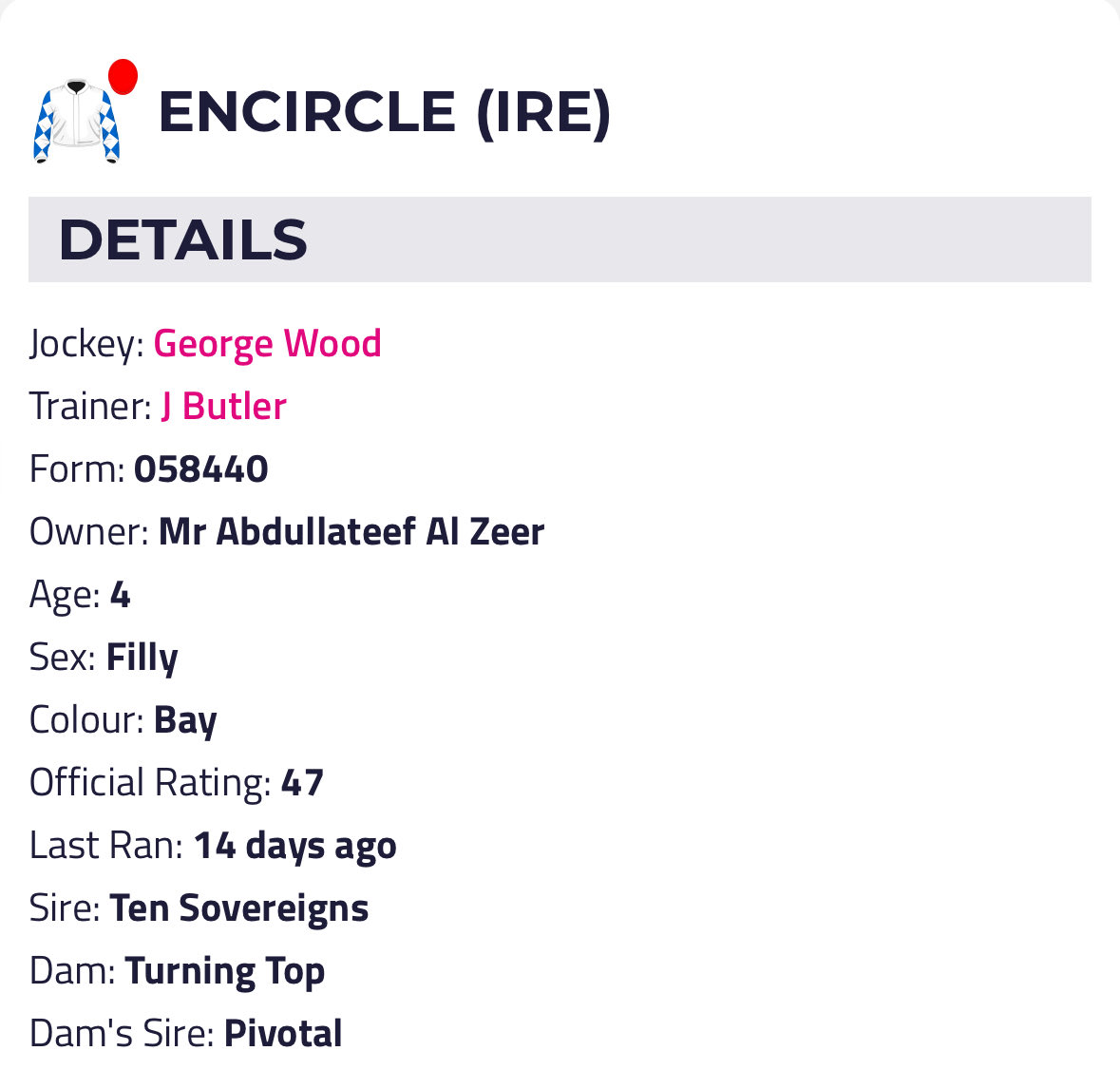 AlHumoudh's tweet image. مشاركة الكويت
المملكة المتحدة _ مضمار Kempton Park
29 / 10 / 2025 الساعة 11.30
الشوط التاسع
شوط هانديكاب
Encircle
المالك : عبداللطيف عبدالله الزير
المسافة 1200م