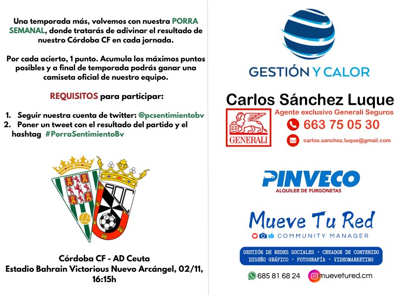 ⚪️🟢 𝙋𝙊𝙍𝙍𝘼 𝙎𝘽𝙑 ⚪️🟢

⚽️ Que no pare la racha: vamos a por otros 3 puntos en casa.

Participa en nuestra #PorraSentimientoBv y ve acumulando puntos para poder conseguir una camiseta oficial.

⚠️ Recuerda cumplir con todos los requisitos 👇🏻