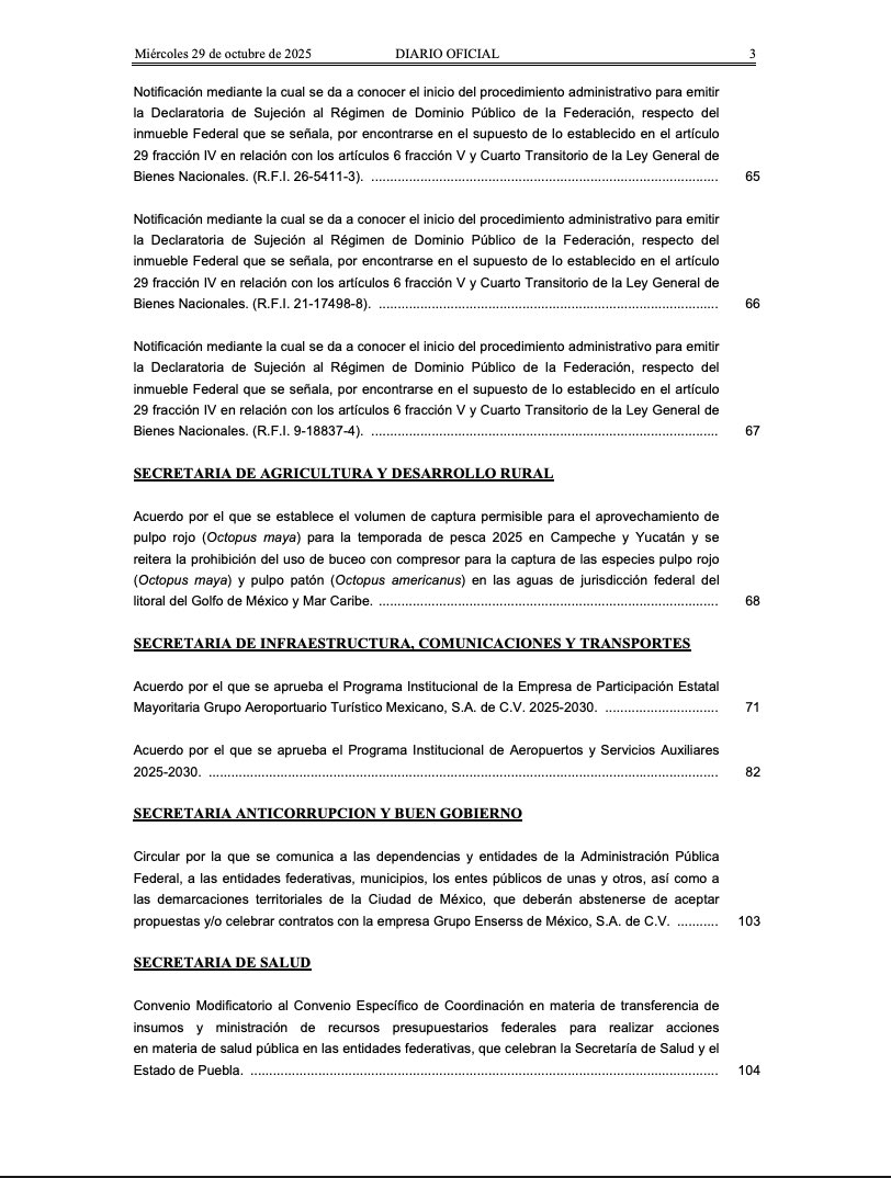 OJN_SEGOB's tweet photo. 📜 Diario Oficial de la Federación @DOF_SEGOB
29-10-2025 Edición Matutina
👉 https://t.co/kUqYvzVo4w
@SEGOB_mx 
.
.
. 
#DOF #México
#29DeOctubreDe2025   
#OrdenJurídicoNacional
#OJN
1/2 🧵 https://t.co/Y2ladyRC22